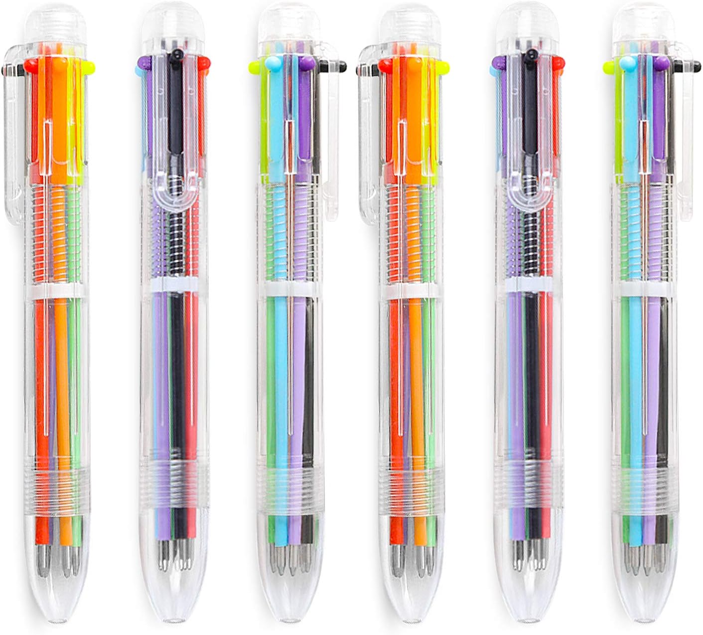 Hutou 0.5mm 6-in-1 Multicolor Ballpoint Pen 6 Colors Retractable For Kids Party Favors (12 Pack)
