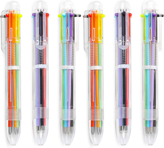 Hutou 0.5mm 6-in-1 Multicolor Ballpoint Pen 6 Colors Retractable For Kids Party Favors (12 Pack)