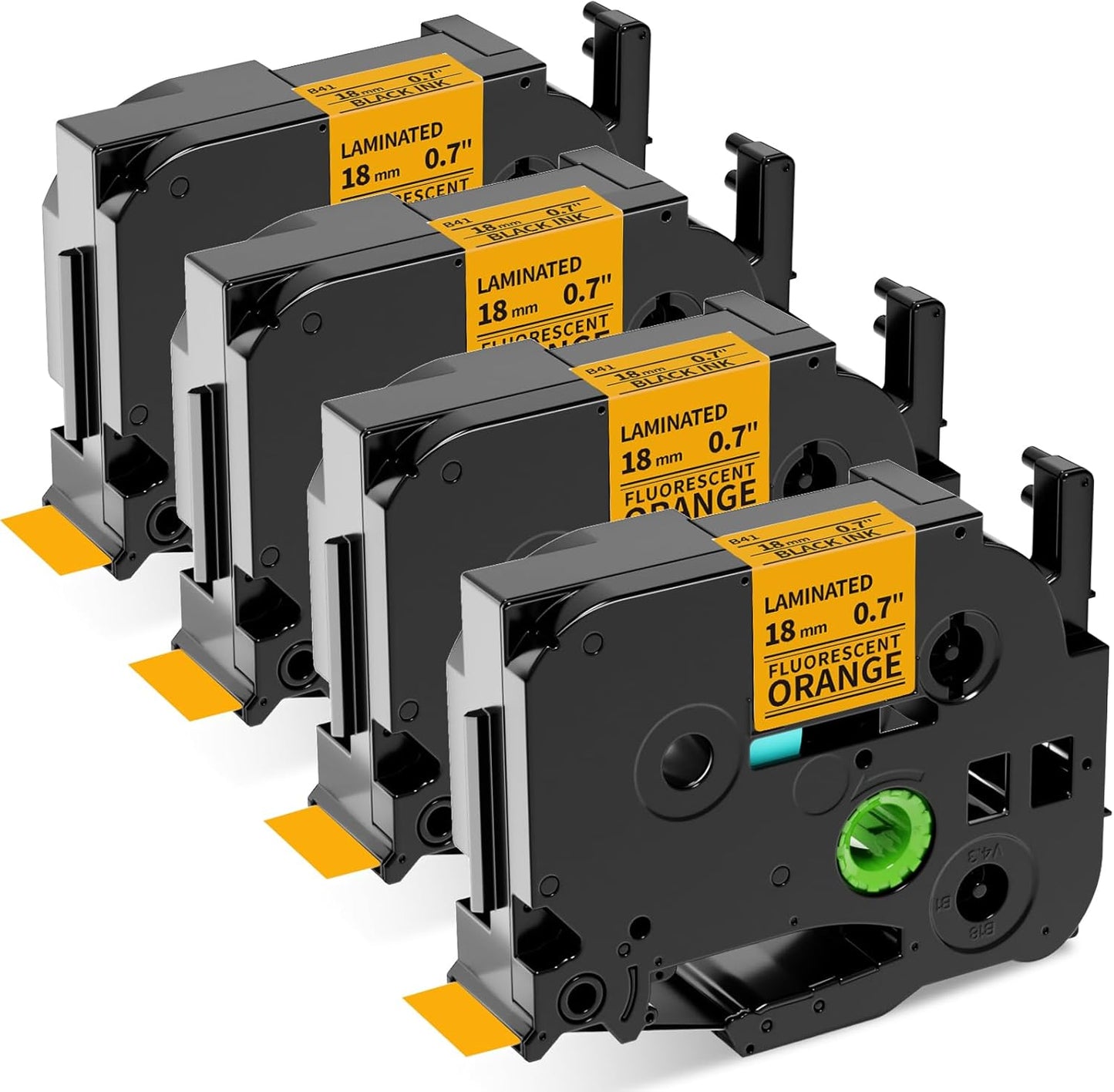 18mm Label Tape Orange Replace for Brother TZe-B41 3/4" (0.7") TZe TZ Tape Laminated 18mm Compatible with Brother P Touch PTD400 PTD410 PTD600 PT2730, TZeB41 Black on Fluorescent Orange