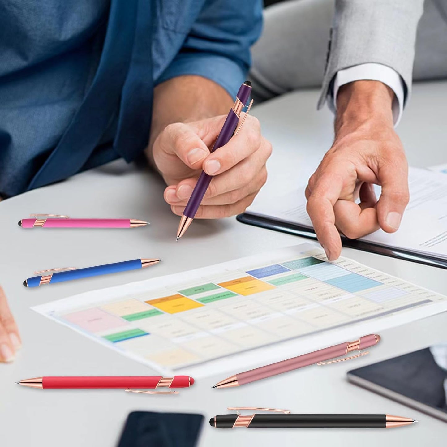 12 PCS 2 in 1 Stylus Ballpoint Pen with Stylus Tip, 1.0 mm Black Ink Metal Pen Stylus Pen for Touch Screens (12 Colors-2)