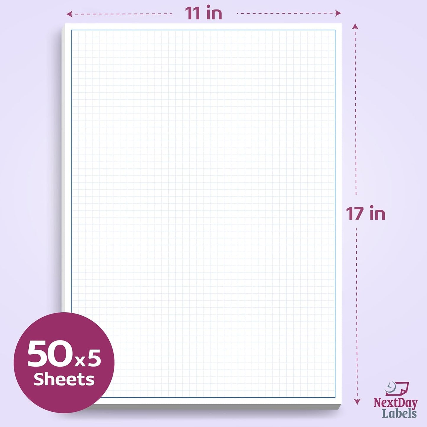 Graph Paper Pad for Blueprint Drawings, Drafting, Engineering Drawing, and Planning - Graph Paper 11x17 Blueprint Quadrille Grid Paper Pads with Blue Lines, High Brightness 50 Sheets (5-Pack)