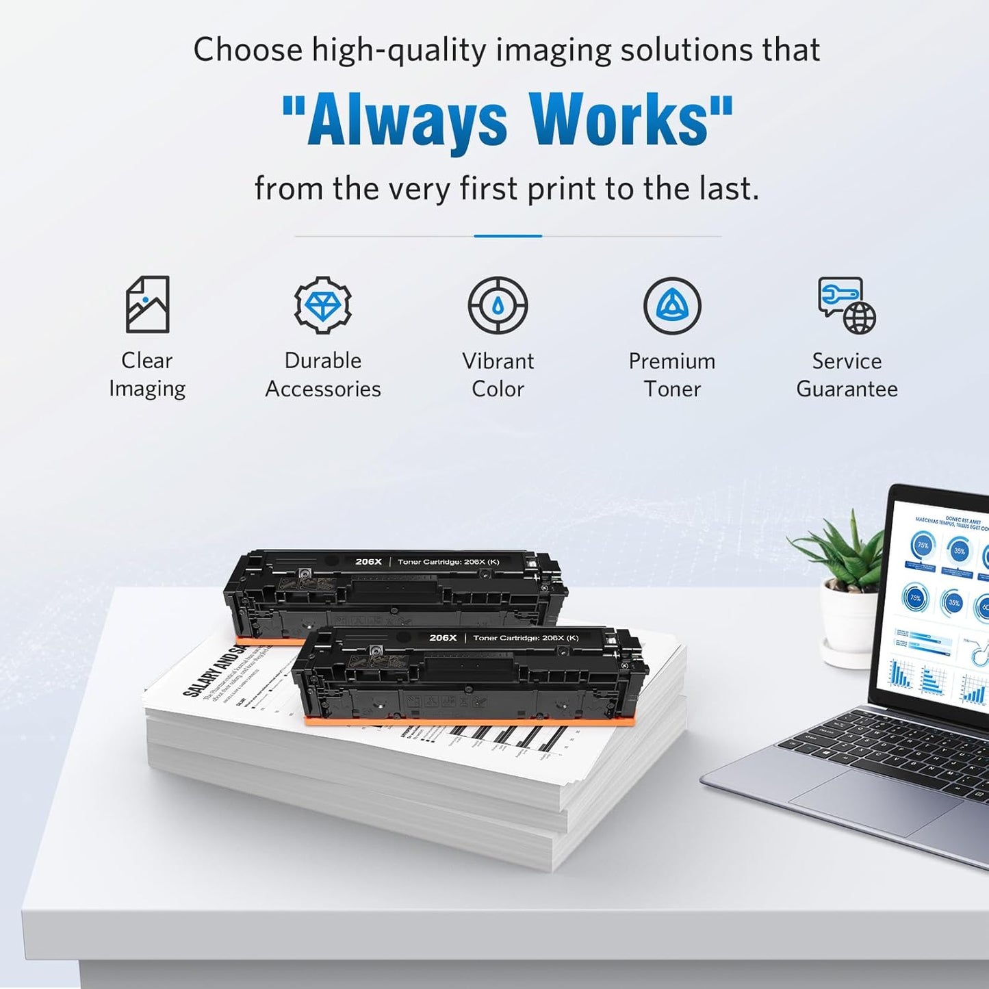 206X W2110X Black Toner Cartridge High Yield (with chip) Compatible Replacement for HP 206X 206A Laserjet Pro MFP M283fdw M283fdn M283cdw M255dw M255nw M282nw M283 M255 M282 Printer Toner (2-Pack)