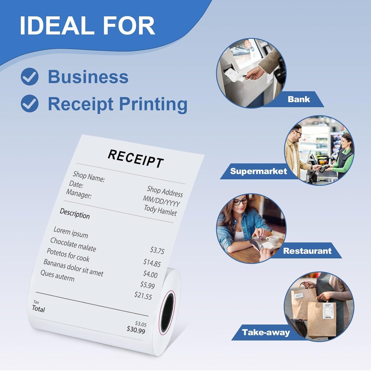 3 1/8 X 230 Thermal Receipt Paper Rolls- Fits All Pos Cash Registers, For Clover POS Cash Register Printers-Premium Quality German Paper- 50 Rolls