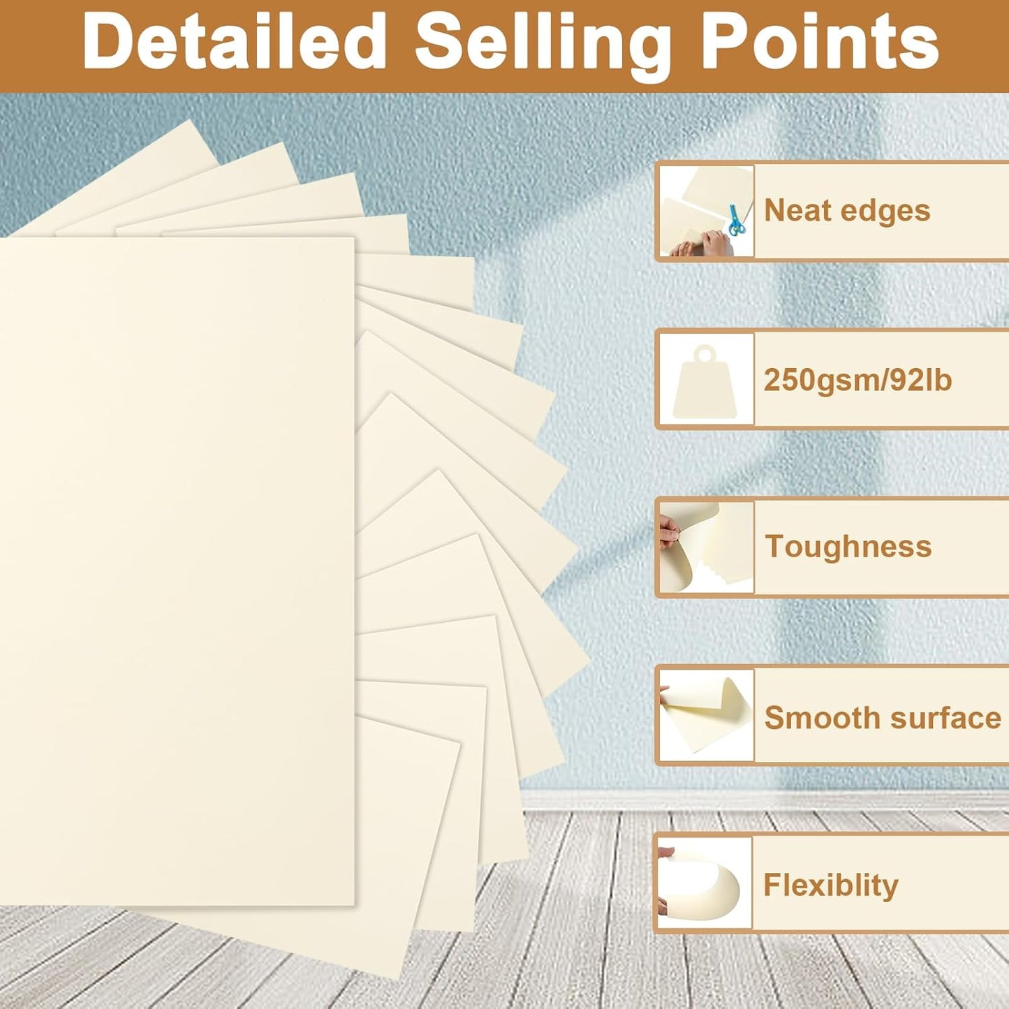 28 Sheets Cream Cardstock 8.5 x 11 Ivory Paper, 250gsm/92lb Off White Card Stock Printer Paper for DIY Cards, Business Cards, Invitations, Menus, Certificates, School Crafting