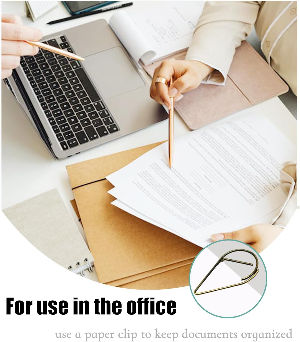 200 Pcs Teardrop Paper Clips Bulk,Stainless Steel Rust-Resistant Paperclips for Wedding Invitations, 3X Stronger Hold with Mirror Polish (Copper+Bronze, 1inch)