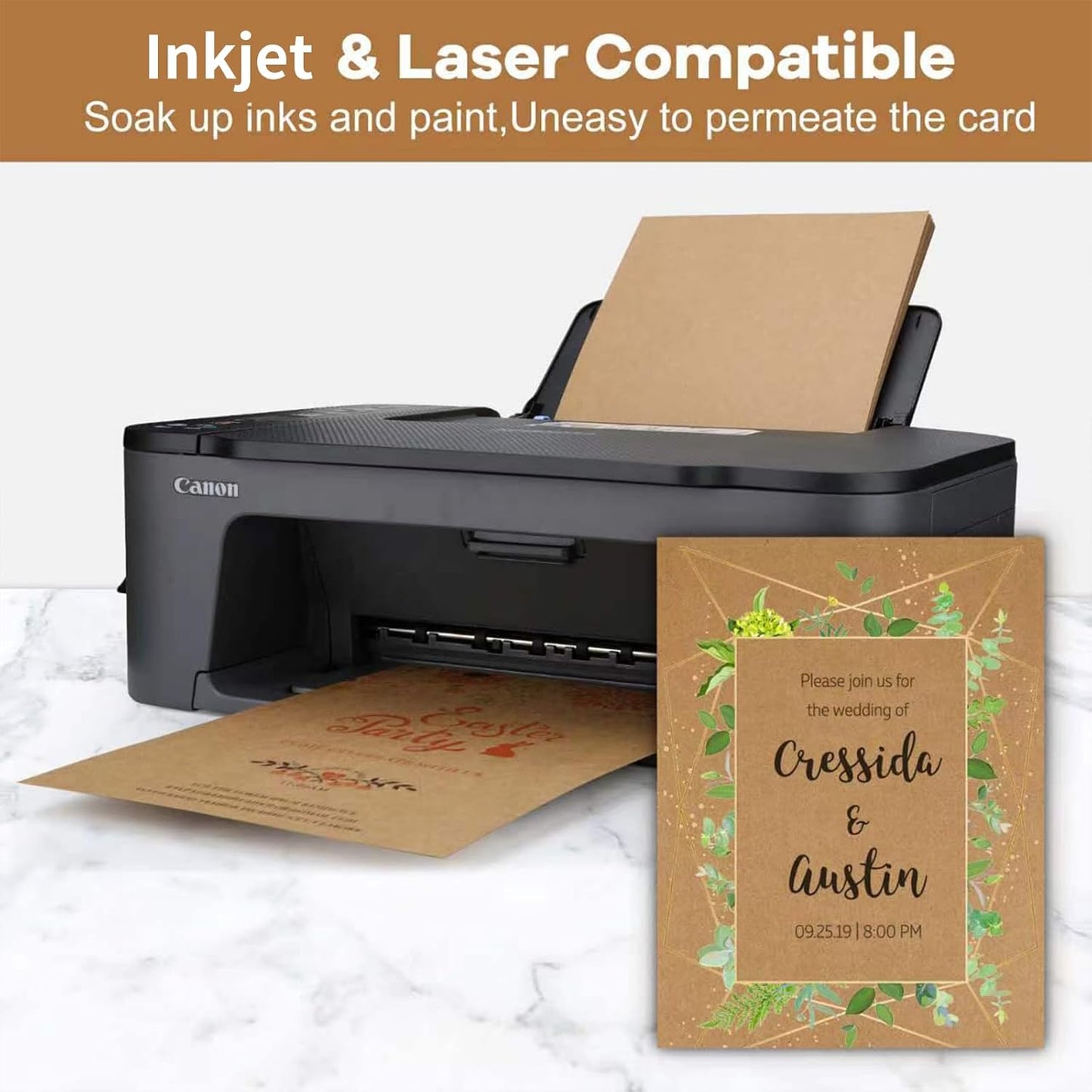 24 Sheets Brown Cardstock 8.5 x 11 Kraft Paper, Goefun 80lb Card Stock Printer Paper for Invitations, Menus, Crafts, DIY Cards