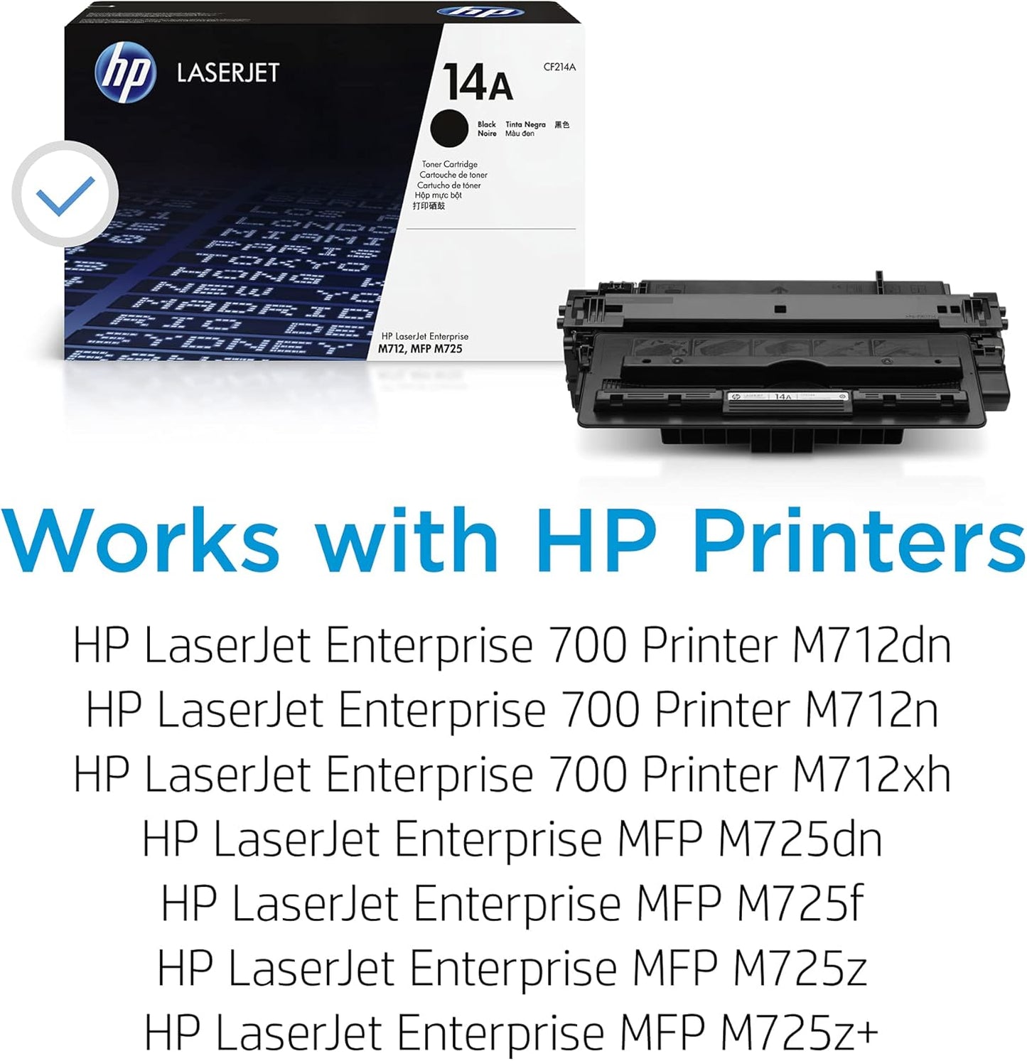 HP 14A Black Toner Cartridge | Works with HP LaserJet Enterprise M712 Series, HP LaserJet Enterprise MFP M725 Series | CF214A