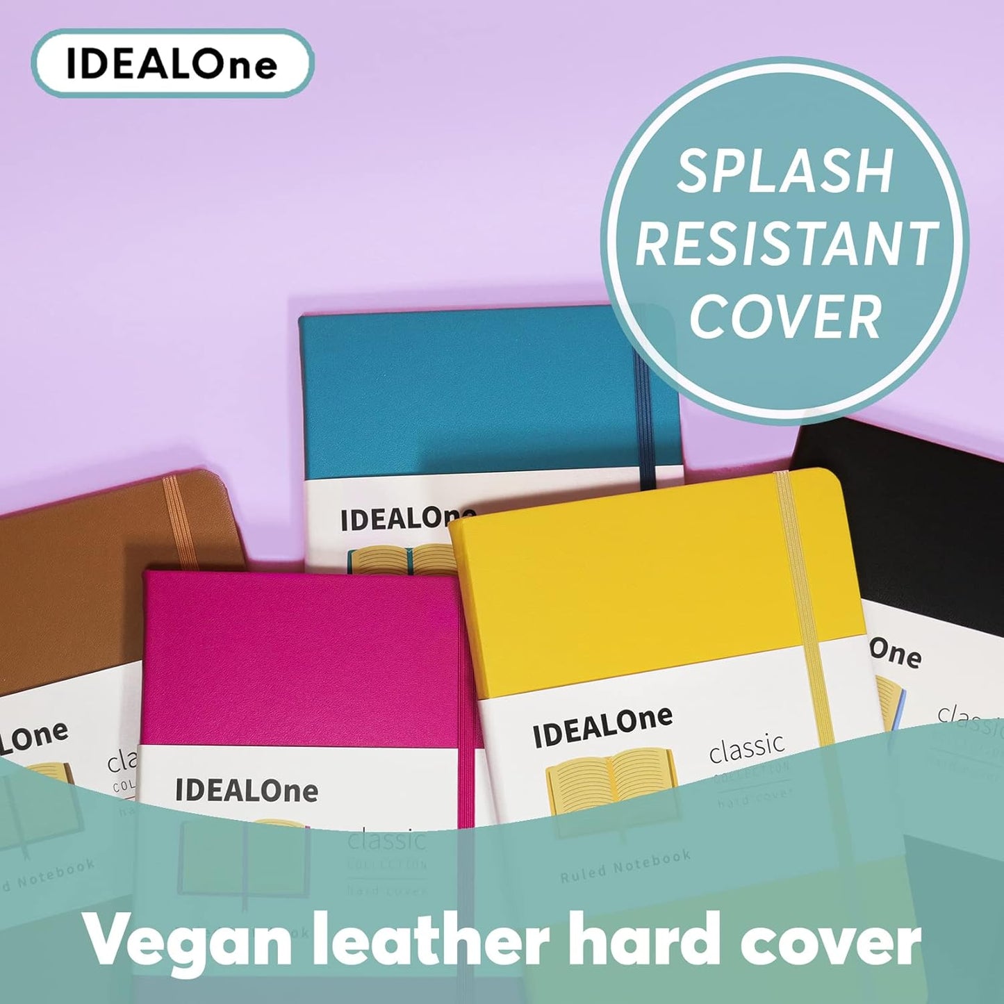 IDEALOne Black 10 pack, Hardcover Leather Journal Notebook Lined–A5(5.7 x 8),College ruled Journaling Notebooks,160 pages,100GSM Paper,Journal for Women,Men, Teens