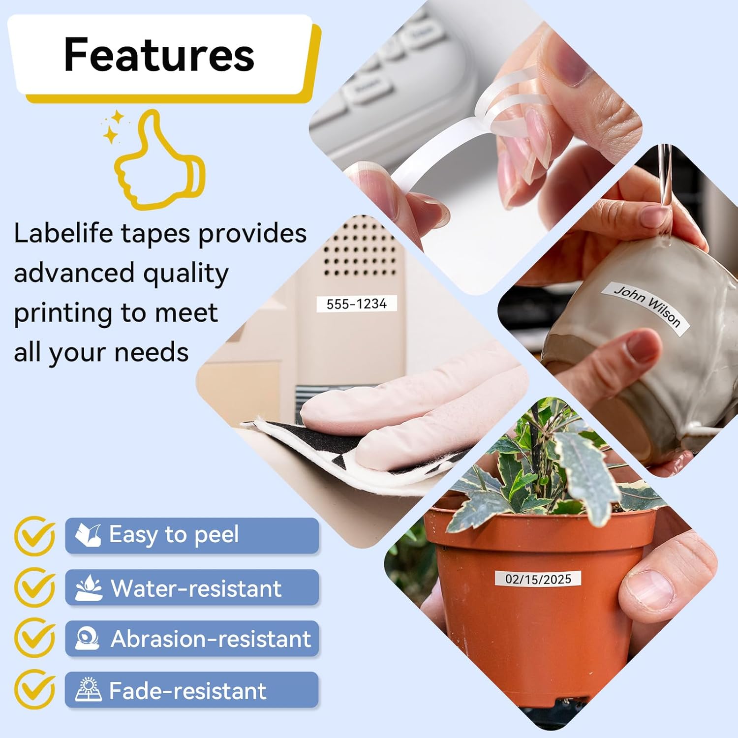 Labelife TZe-211 Label Maker Tape 6mm Compatible with Brother P Touch Label TZe TZ Tape 6mm 0.23 Laminated White 1/4 Inch TZe211 for Ptouch PTD210 PTD220 PTH110 PTD400 PTD600, 5-Pack