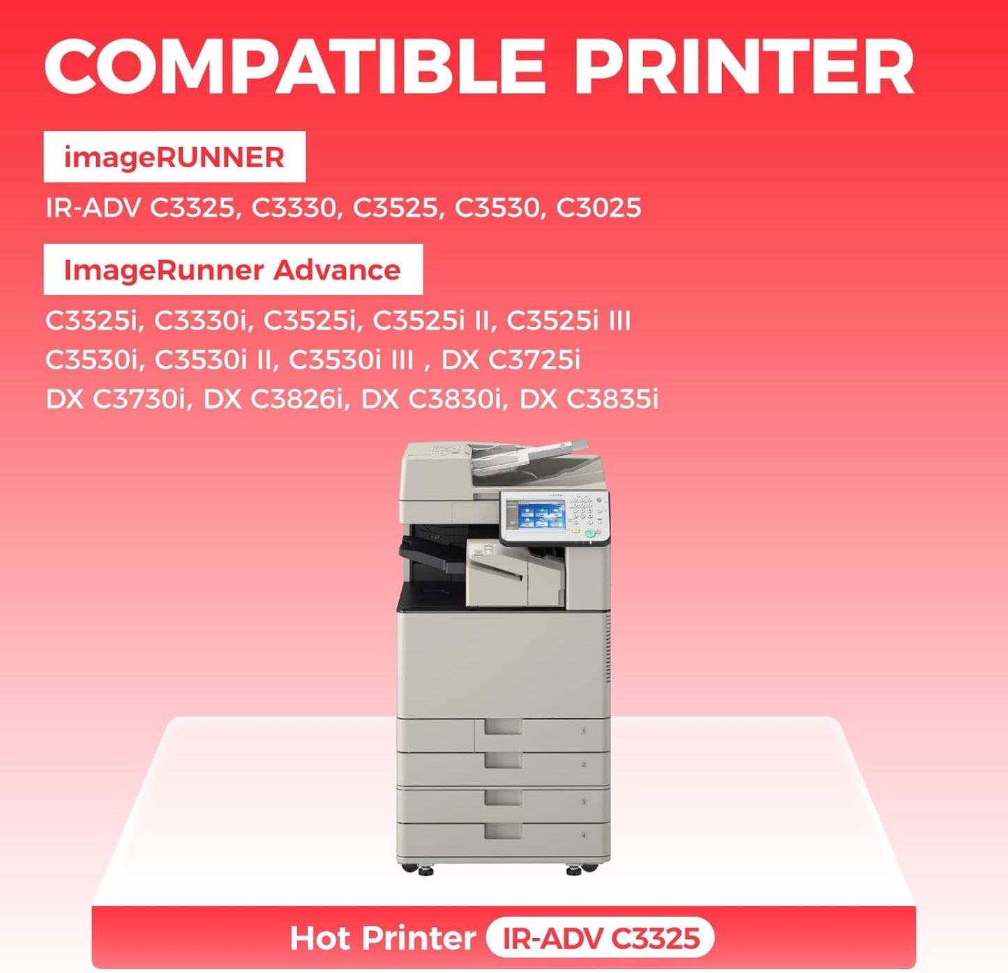 GPR-53 GPR53 Toner Cartridge High Yield Replacement for Canon GPR53 Toner ImageRunner Advance C3325i C3330i C3525i C3530i C3025i C3725i C3730i C3826i C3830i C3835i Printer (Black Cyan Magenta Yellow)