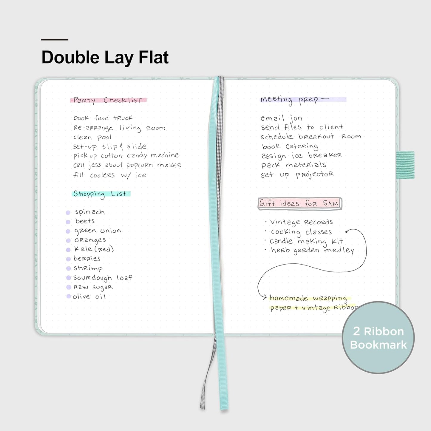 &And Per Se Dotted Journal Notebook for Women&Men with Pattern, A5 Leather Hardcover, 160 Pages 100GSM Thick Dotted Paper, 3 Sheets of Stickers Included(Light Blue)