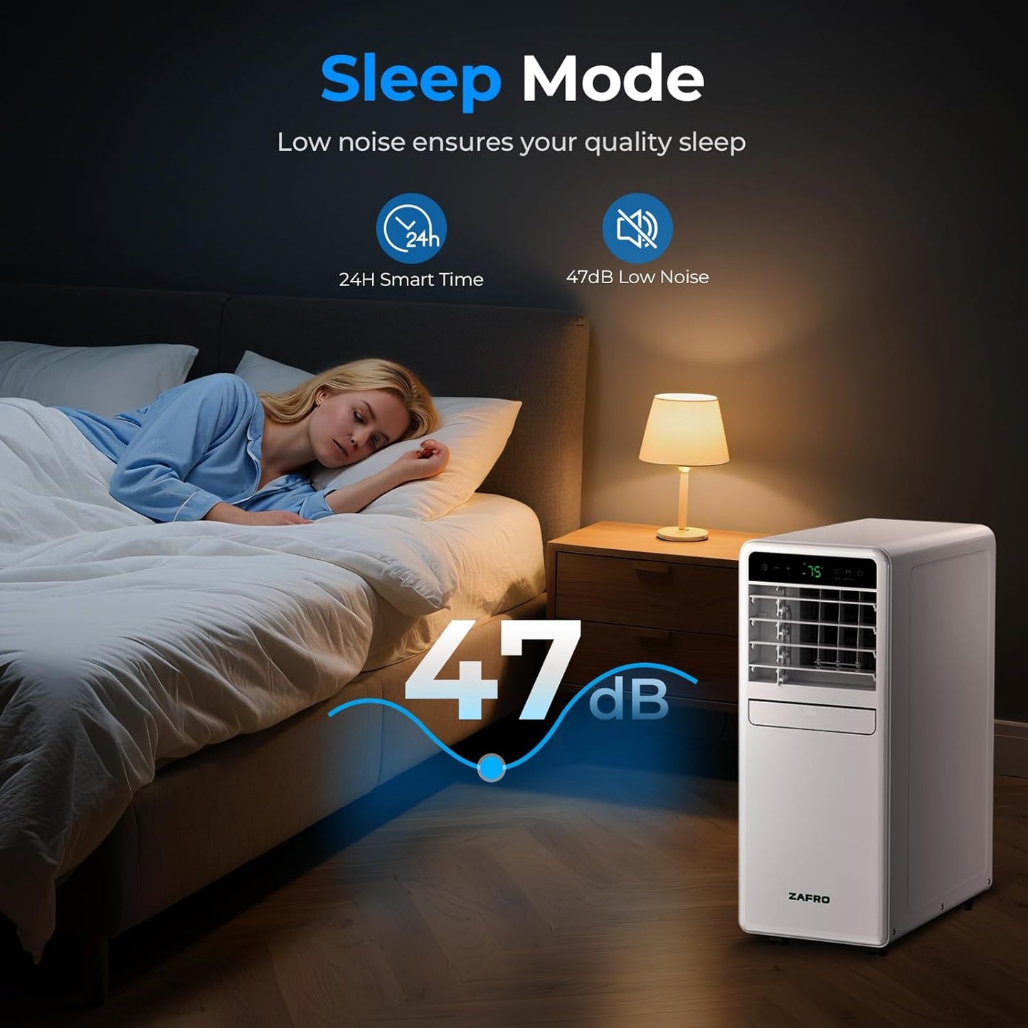 10,000 BTU Portable Air Conditioner, 3-IN-1 Smart AC Unit with Fan/Dehumidifier/Drainage-free Cooling, APP/Voice/Remote/Touch, 47 dB, Sleep Mode, Window Installation Kit, 24H Timer for Home/Office