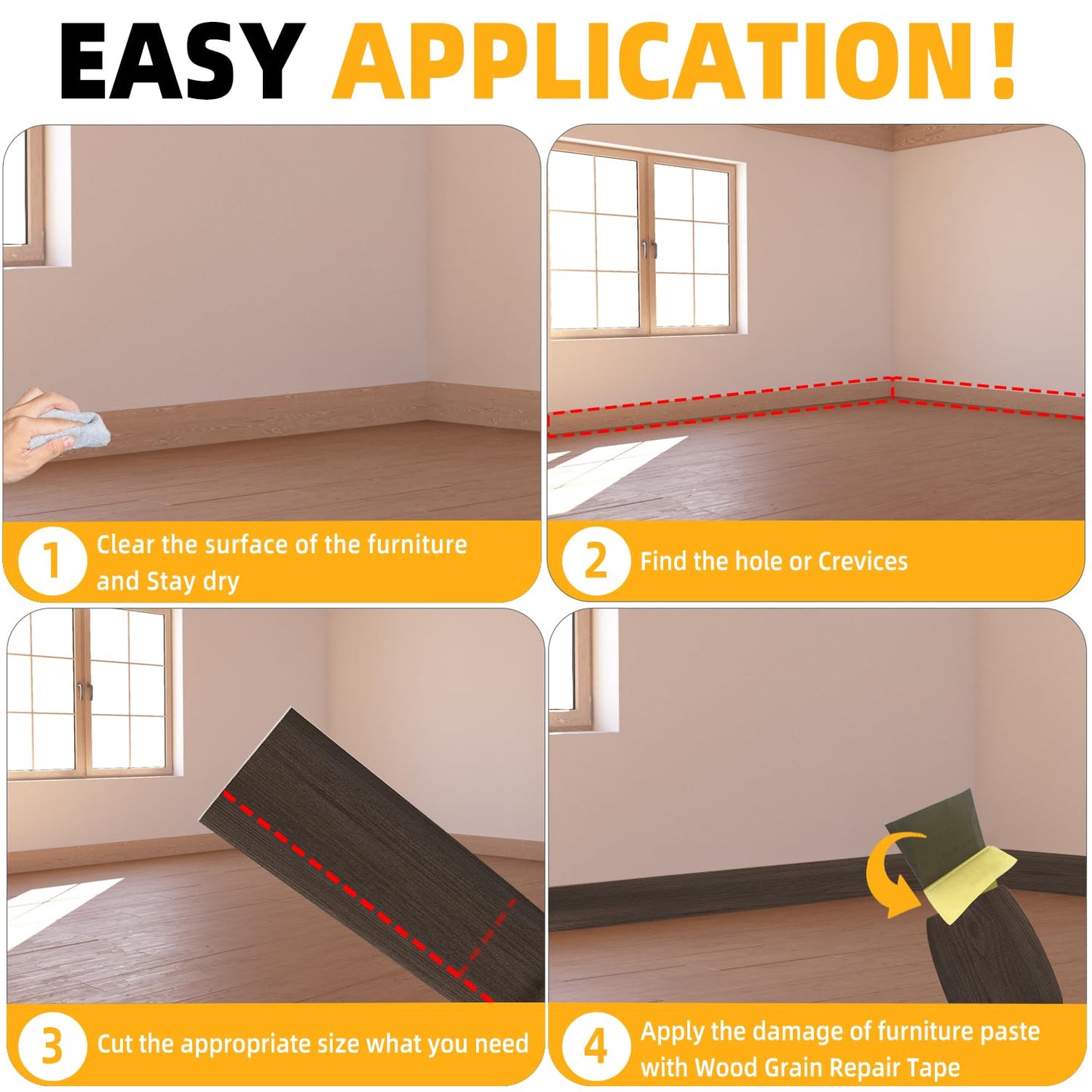 GSCIT Club Red Walnut Wood Tape, 2.3 inch X 15ft Self Adhesive Wood Grain Tape Red Walnut Repair Patch for Tables, Chairs, Baseboards, Doors, Windows, Floors, Handicraft DIY.