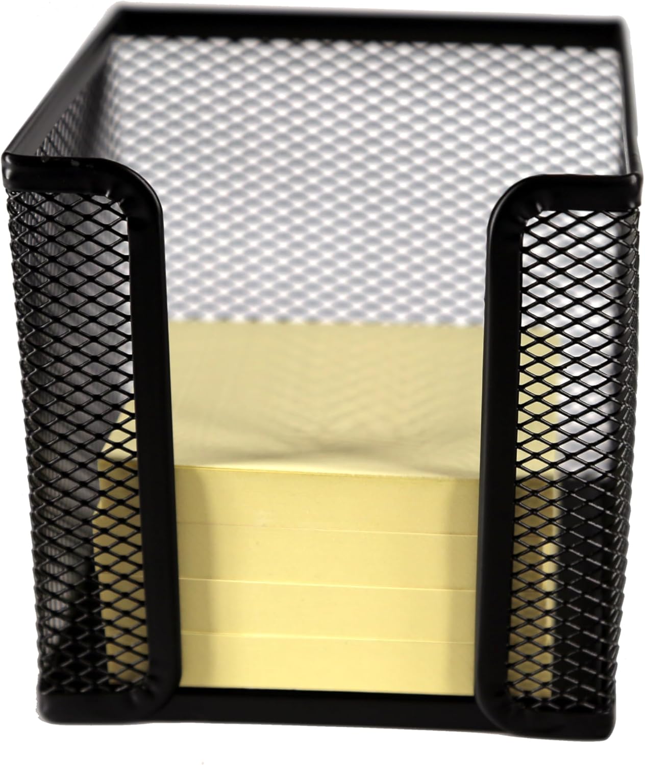Huron Desktop Desk Sticky Note Pad Memo Note Cube Holder Dispenser for Office Home School, Black Metal Mesh (1/4/24/72) (24 pc)