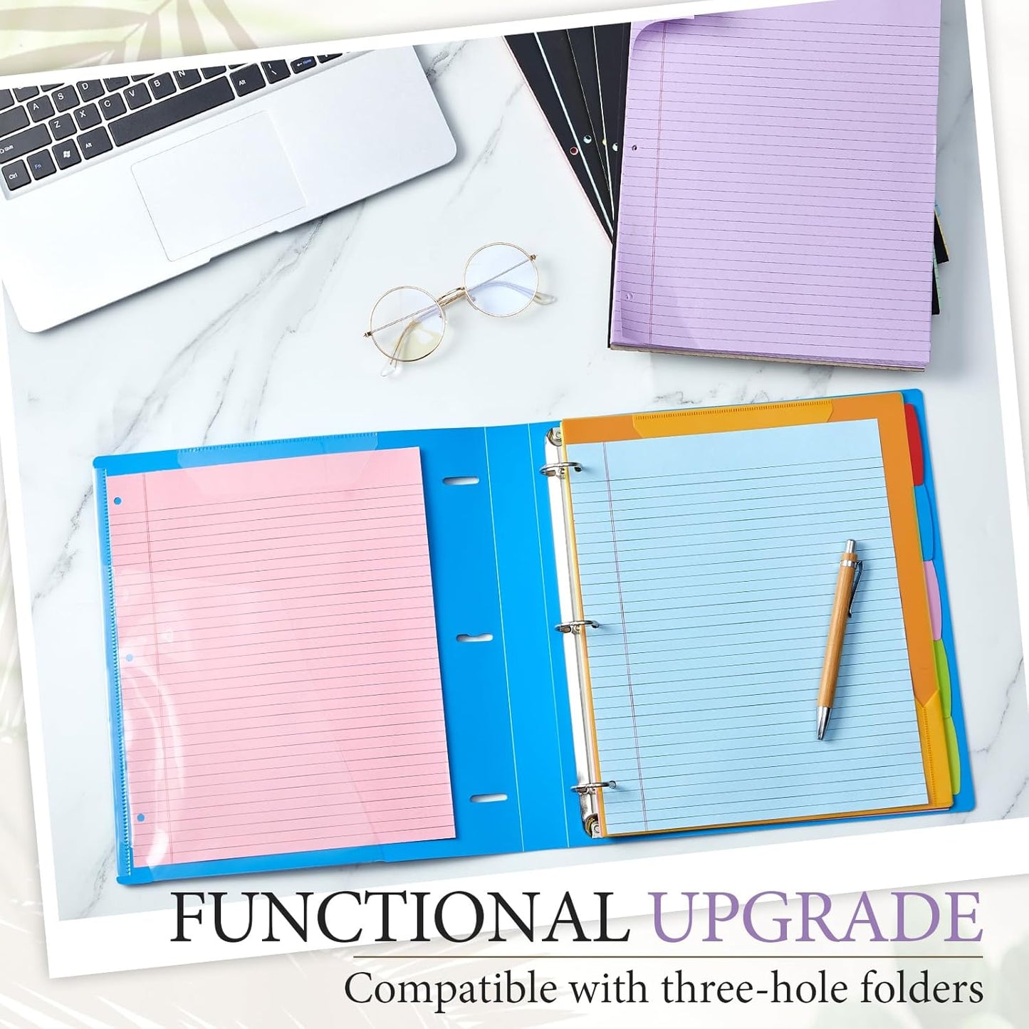 10 Packs 8.5" x 11" Top Spiral Notebook with 3 Hole Punched Legal Pads College Ruled Notepad 50 Sheets Hard Cardboard Paper Wirebound Notepad for Office School Business (Multicolor)