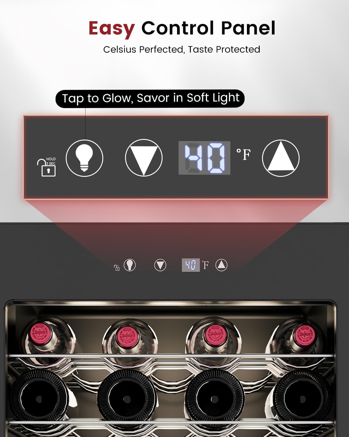 4.5 Cu.Ft Wine Cooler Refrigerator - 45 Bottle Wine Fridge with Glass Door for Beer Soda Water Drink, Small Wine Cellar Beverage Refrigerator for Bedroom Home Office Bar Dorm, Black