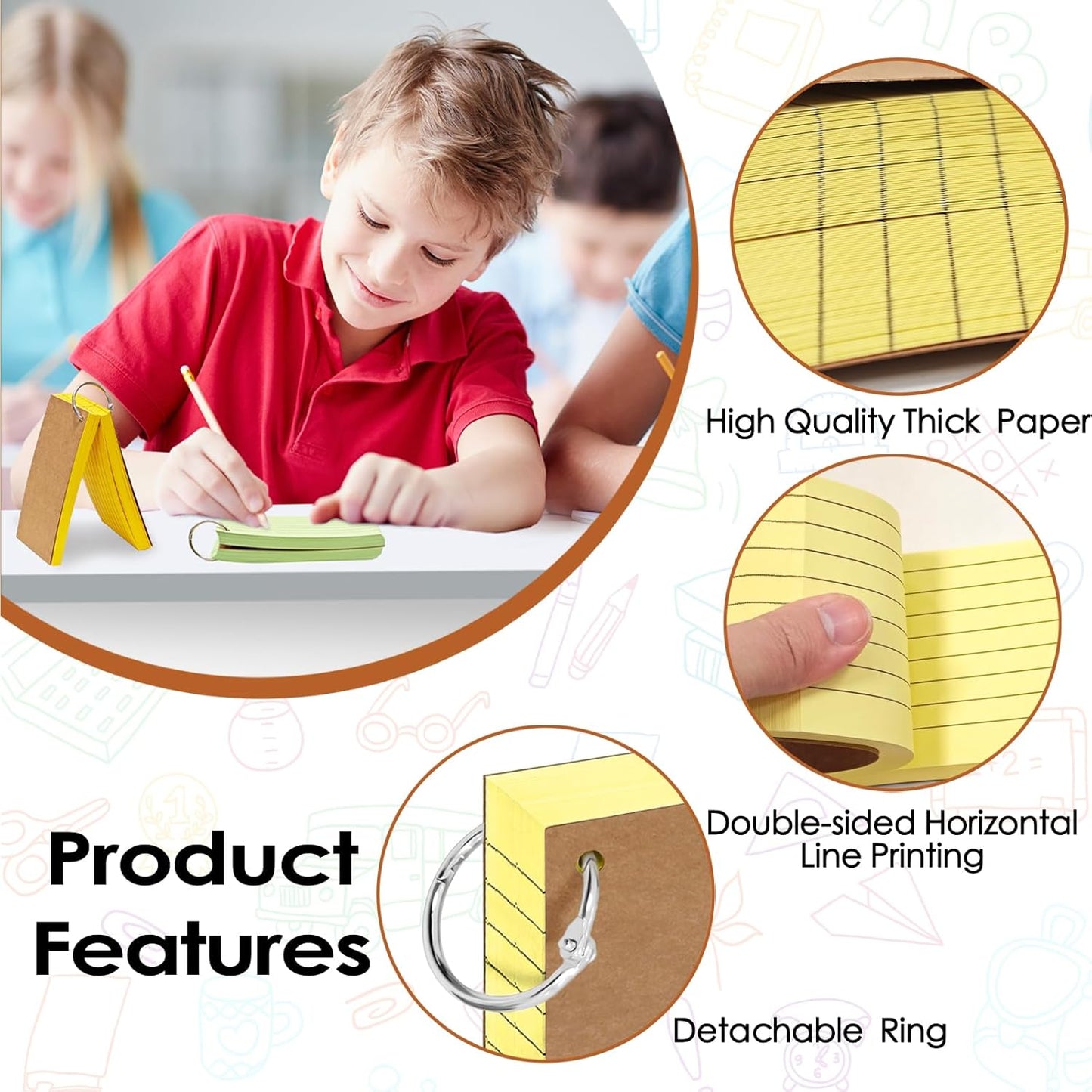 2000 PCS Index Cards 3x5 Inches Colored Flash Cards with Ring Lined Flashcards Ruled Index Cards Notecards Study Cards Note Cards for Studying Learning School College, 10 Colors