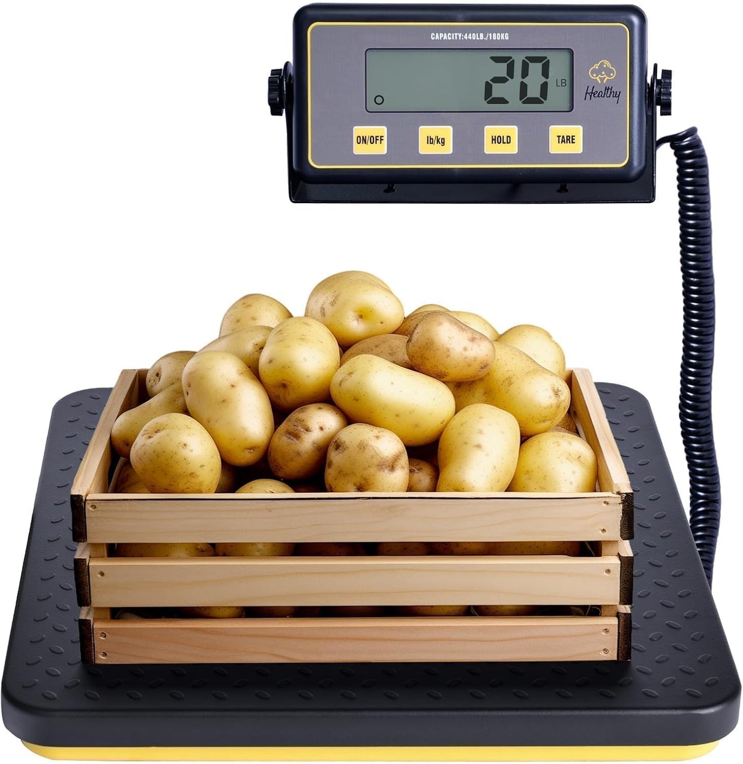 400lbs Commercial Scale Digital Receiving Scale with Anti-Slip Aluminum Platform, High Accuracy Food Scale with Hold/Tare/Auto-Off, Kitchen Scale with LCD Display for Restaurant/Cater