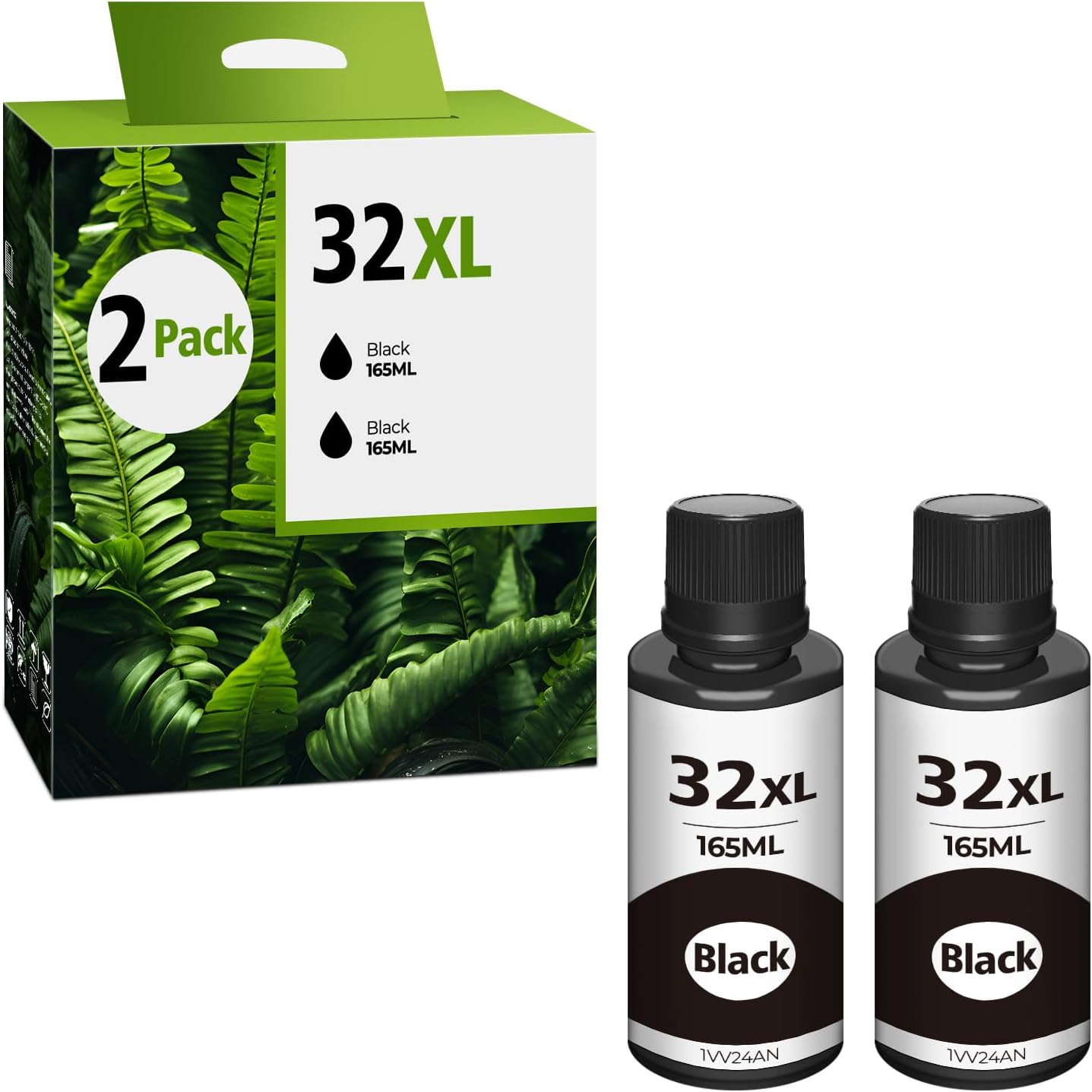 31 32XL Black Ink Bottles Set Compatible Replacement for HP 31 32XL Compatible for HP Smart-Tank 7301 7602 5101 7001 6001 5103 Ink Refill, Smart-Tank Plus 651 551 455 All-in-One Printer 2P