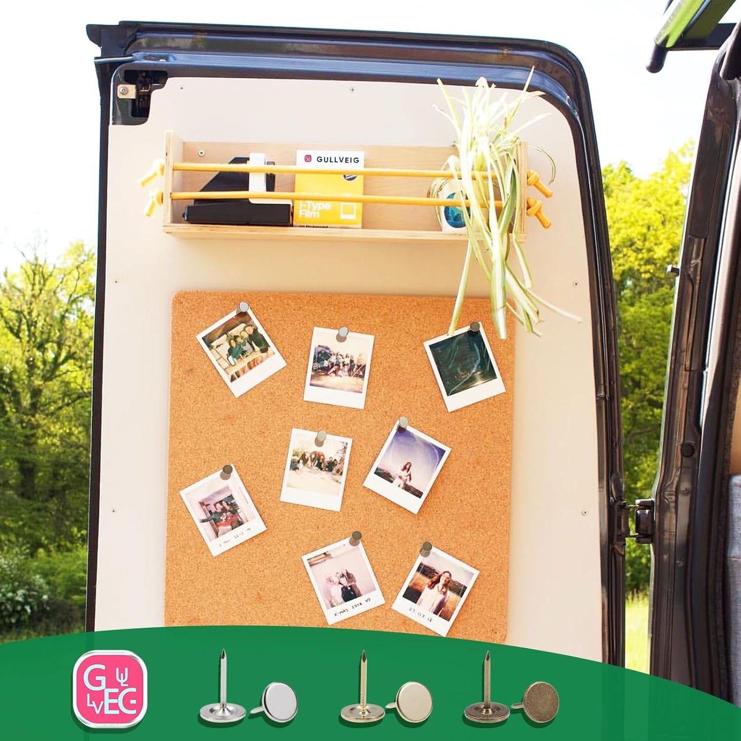 Gullveig Bronze Push Pins - 100 Piece Set in Elegant Metallic Finish - Durable Metal Thumb Tacks, Reusable Paper Box - Perfect for Home, Office, and DIY Projects - Ф11mm x 17mm