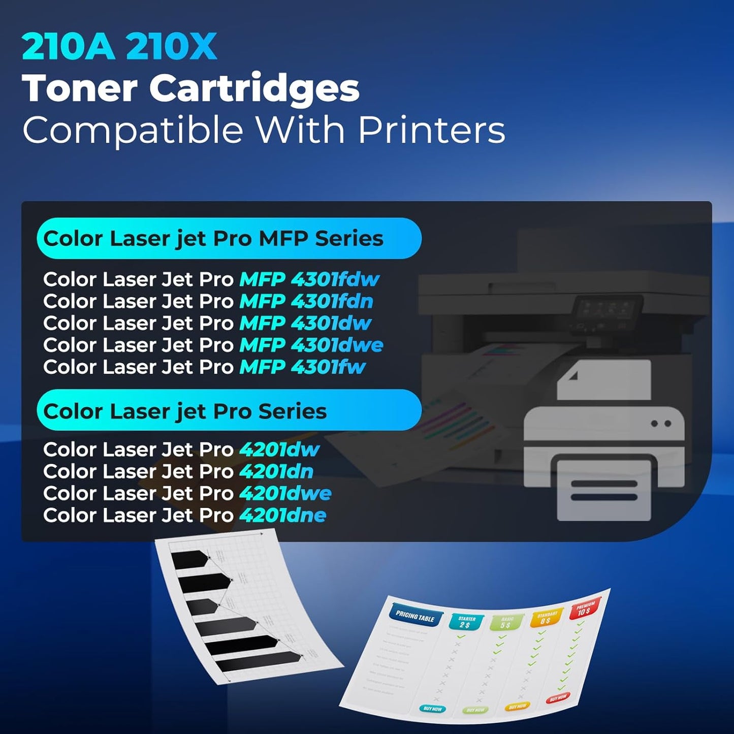 210A Toner Cartridges Compatible for HP 210A 210X Toner Color Laser Jet Pro MFP 4301fdw MFP 4301fdn Compatible for Color Laser Jet Pro 4201dw 4201dn ColorPro MFP 4301 4201 Series (4 Pack with Chip)