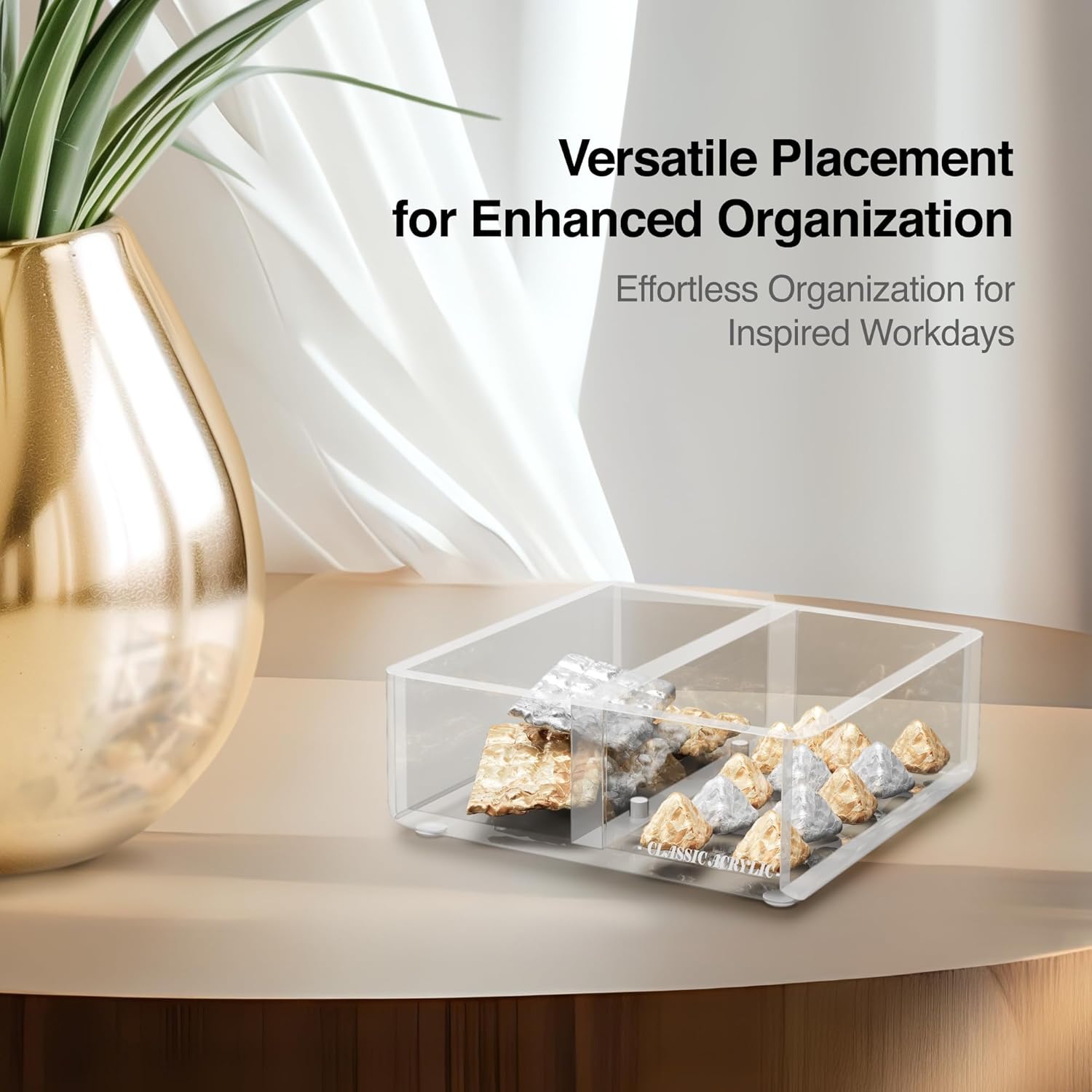 Paper Clip Holder w/Adjustable Compartment Includes Premium Gift Box. Great Gift for Christmas. Durable & Stylish Desk Organizer for Office Supplies & Sticky Note/Post it Note Holder.