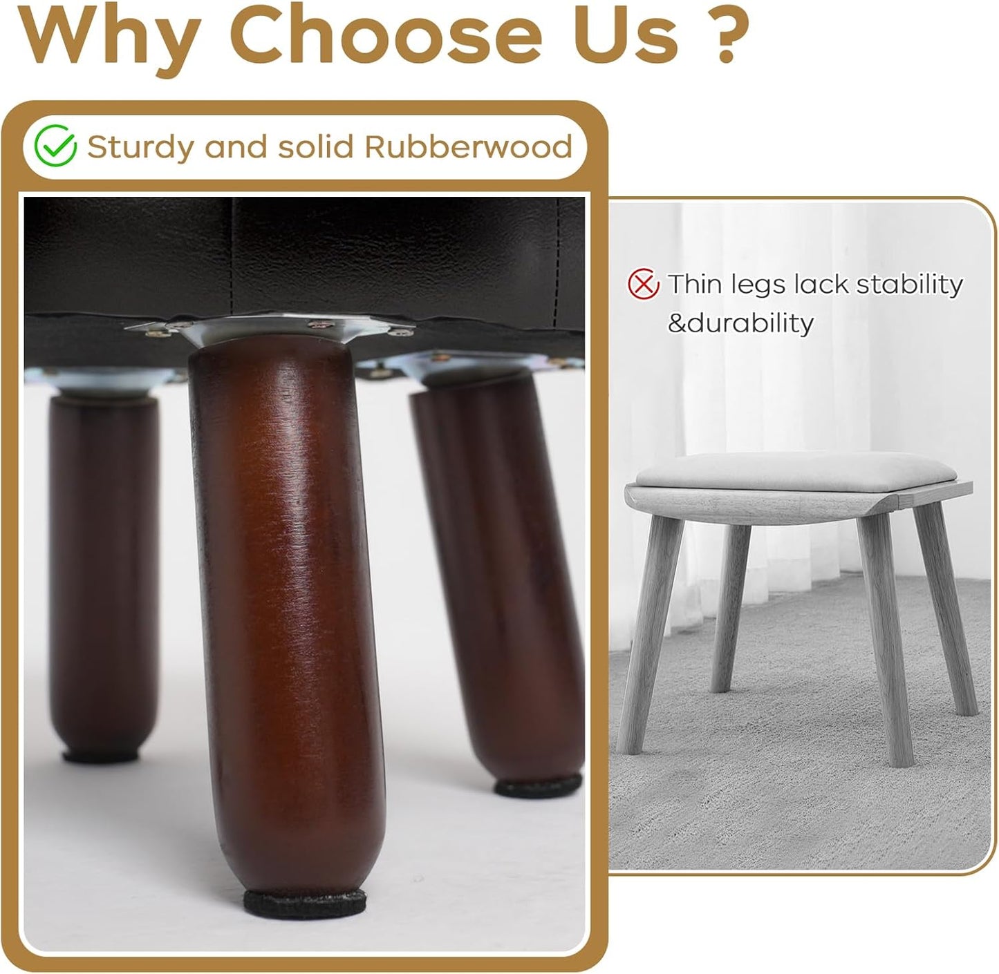 13in Small Foot Stool Ottoman, Round Faux Leather Foot Rest, Footstool Ottomans with Rubber Legs Under Desk, Footrest for Couch, Living Room, Bedroom, Office, 13''L x 13''W x 10.2''H, Black