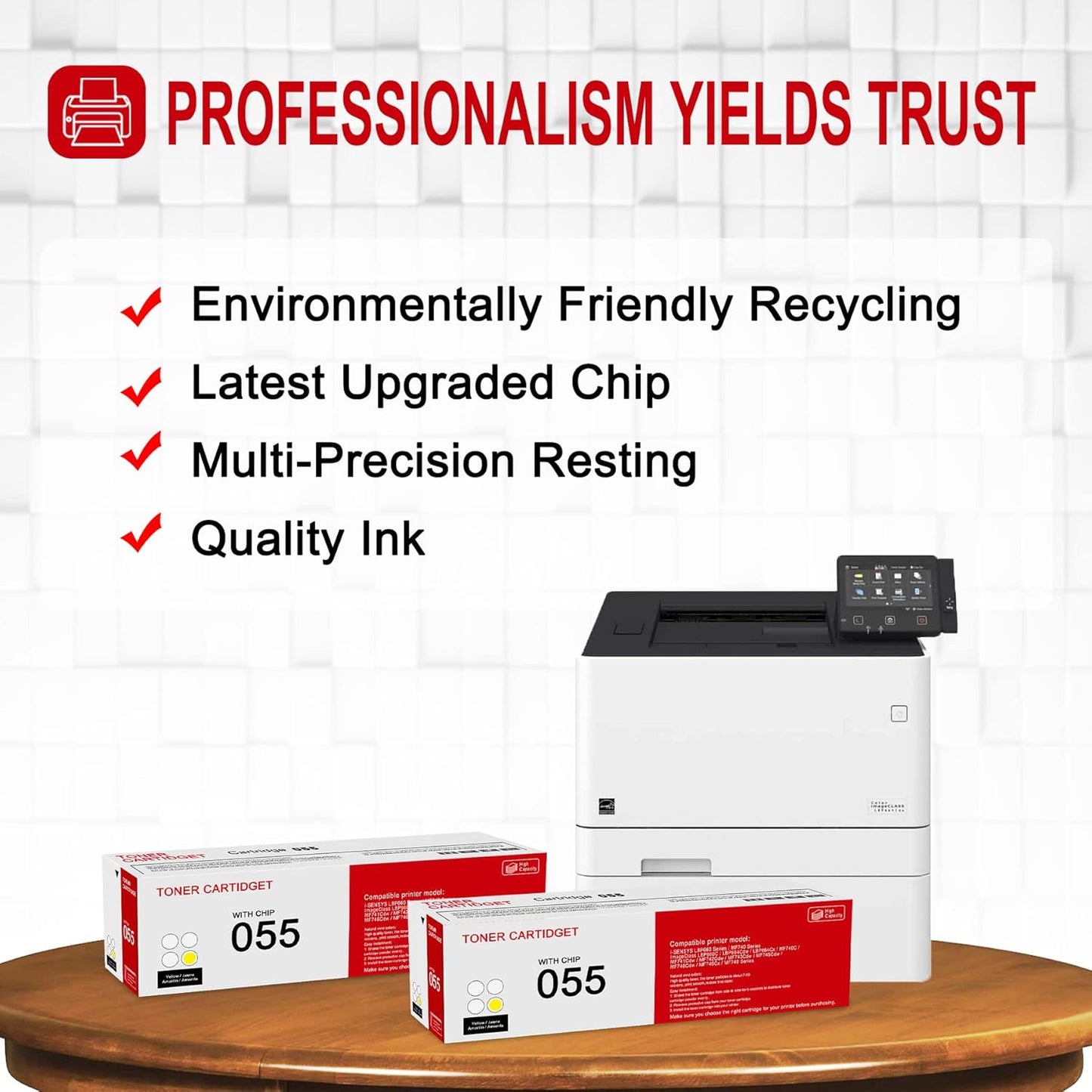 2 Pack 055 3013C001 Yellow Toner Cartridge: Compatible CRG-055 Replacement for Canon i-SENSYS LBP660 MF740 Series ImageClass LBP660C LBP664Cdw LBP664Cx MF740C MF741Cdw MF743Cdw MF746Cdw Series Printer