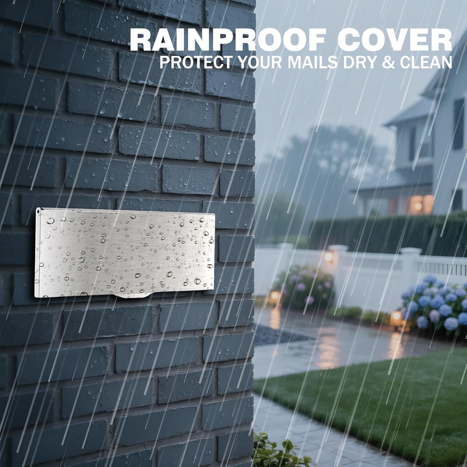 Pochar Through The Wall Drop Box with Lock - Wall Mailbox with Rainproof Cover & 10inch Adjustable Chute - Heavy Duty Locking Key Drop Box Deposit Safe for Mail, Rent, Cash, Payment (Off-White)