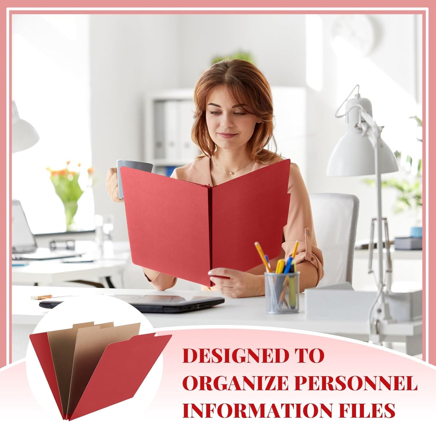 24 Pcs Classification Folders Letter Size, 2 Pocket Dividers Pressboard File Folder with Fasteners, Expanding File Organizer Bulk for Teachers, Clergy, Office, Church, Christmas (Red)