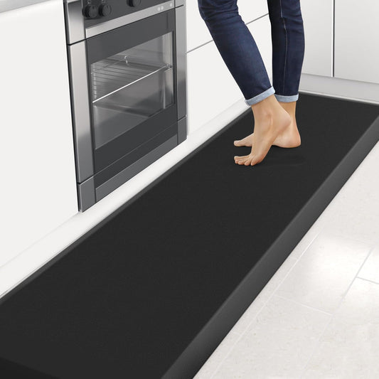 4/5 Inch Thick Kitchen Mats for Floor, StepRite Kitchen Rug for Standing Desk, Non-Slip, Thicker, Stain Resistant, Waterproof, Comfort Anti Fatigue Floor Mat for Home, Kitchen, Office - Black,108*30''