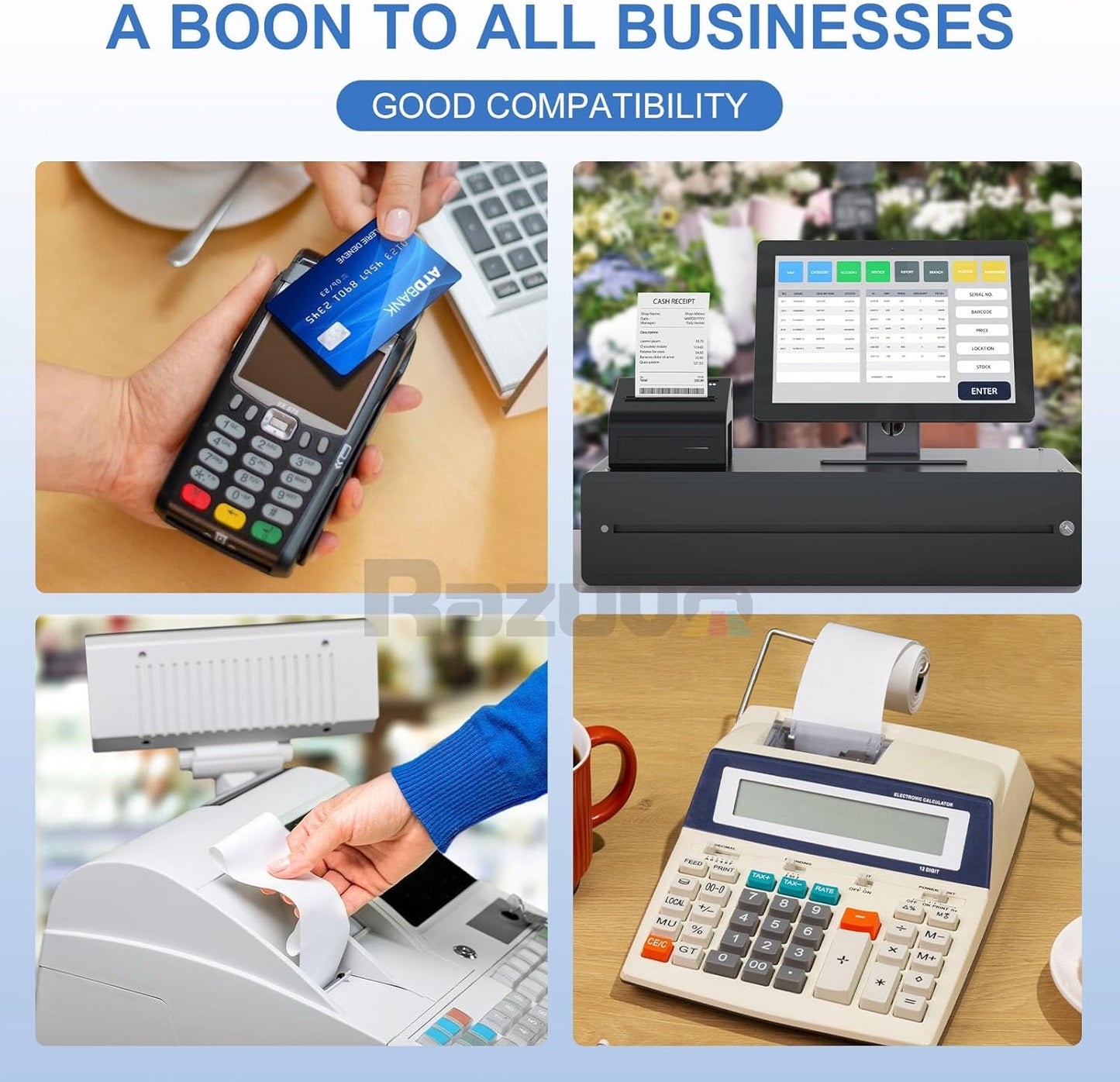 3 1/8 X 230 Thermal Receipt Paper Rolls- Fits All Pos Cash Registers, For Clover POS Cash Register Printers-Premium Quality German Paper- 50 Rolls