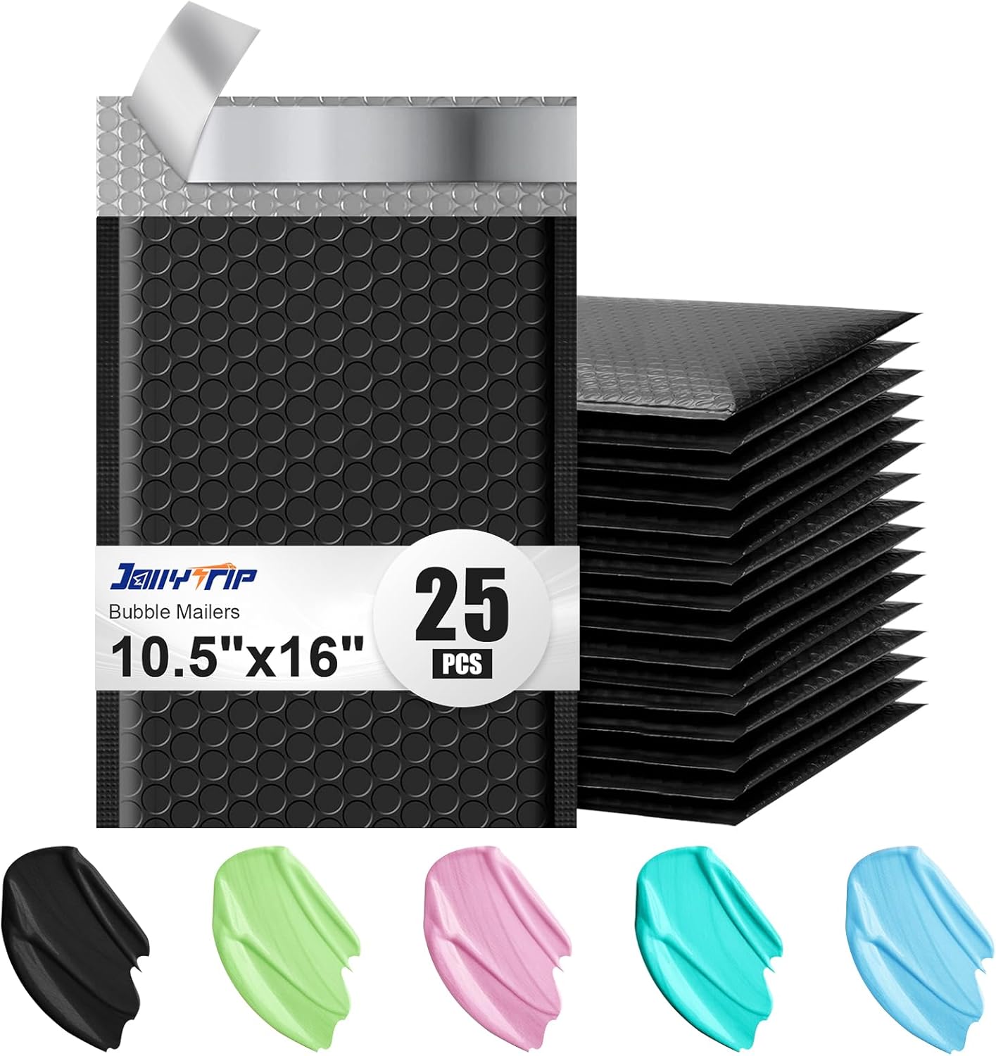 10.5x16 Poly Bubble Mailers #5 Padded Envelopes, 25Pcs Self Seal Mailing Envelopes Bubble Padded Mailers (Black)