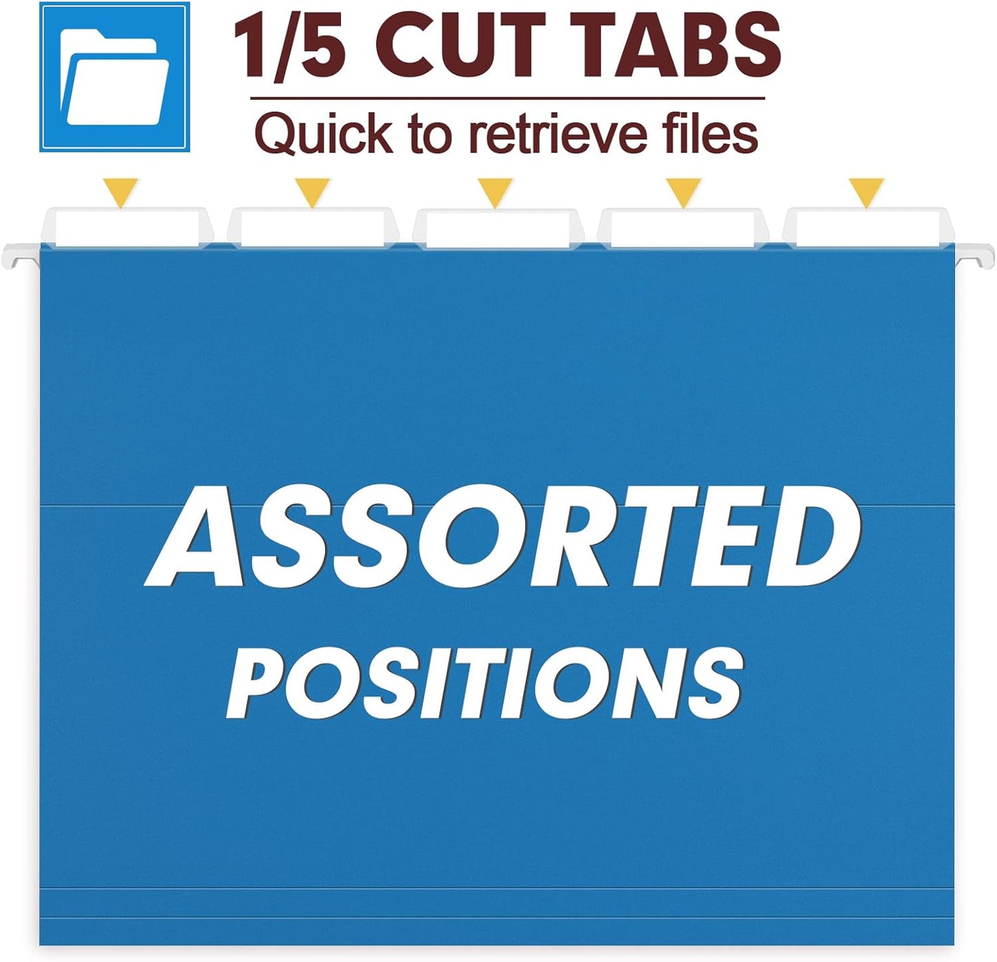 HERKKA Hanging File Folders, 60 Pack Reinforced Letter Size Hanging Folders, Designed for Bulky Files, Filing Cabinet, 1/5-Cut Adjustable Tabs (Lightblue)