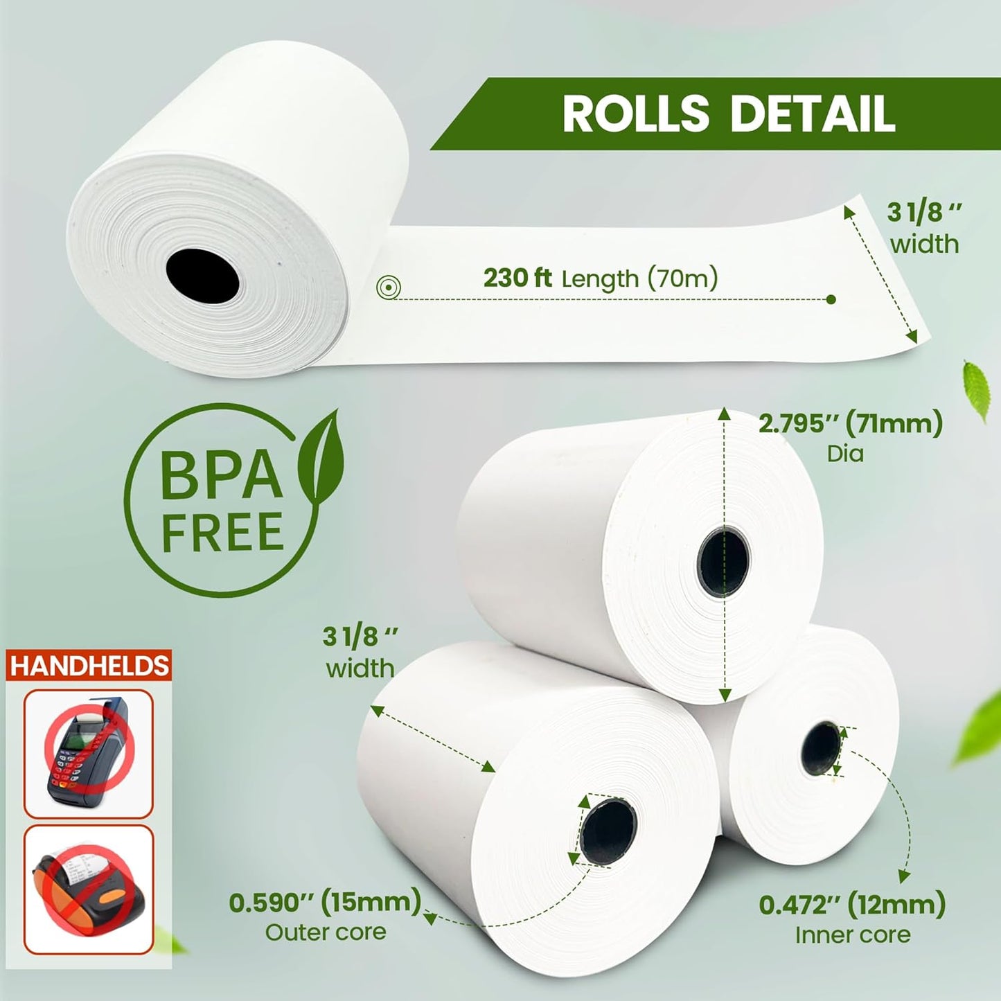 3 1/8 x 230 Thermal Paper Receipt Rolls (10 PACK) [USA Based Brand] 55 GSM - Compatible with All POS Systems, Cash Registers - BPA Free, Premium Quality Receipt Paper Rolls