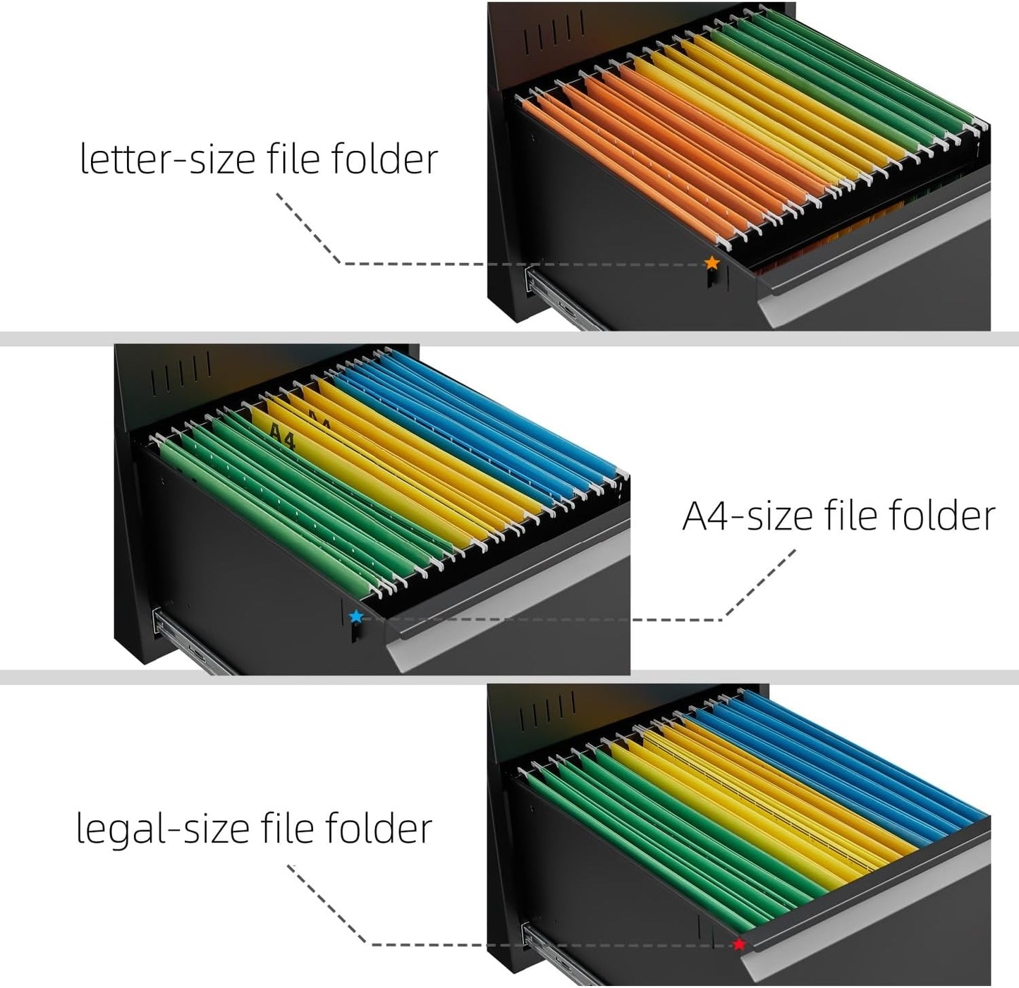 2 Drawer File Cabinet with Lock, Vertical File Cabinets for Home Office, Printer Stand, Heavy Duty Steel Office Storage Cabinet for Letter/Legal/A4, Assembly Required(Black)