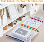 64Pack Mesh Zipper Pouch Bags, Waterproof A4 Letter Size Document Zipper Pouches for Storage, Teacher School, Toys, Puzzle, Office, 8 Colors