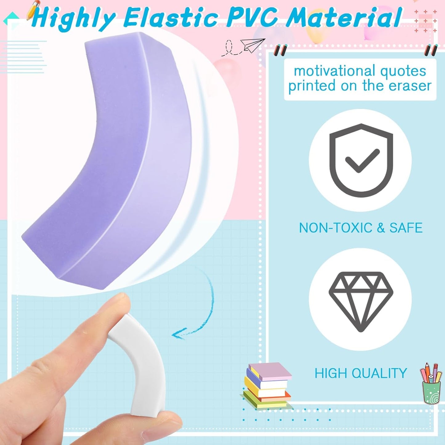 144 Pcs Bulk Erasers for Kids Pencil Erasers First Day of School Gifts for Student Pastel Colors Neon Colors Cute Party Favor for Classroom Art Office, Back-to-school Supplies(Stylish Color)