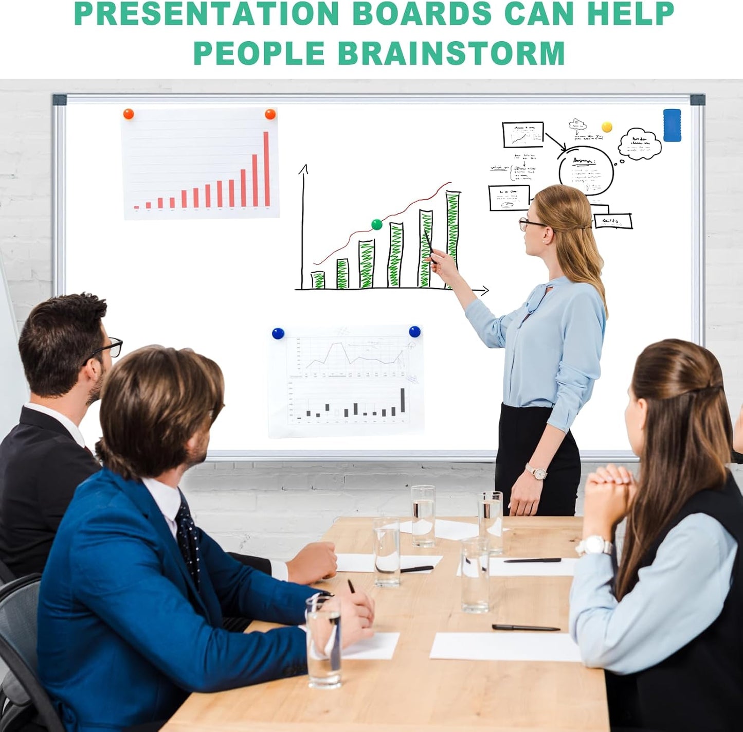 H-Qprobd Whiteboard Dry Erase White Board for Wall 60x40 (2pcs) Magnetic Boards for Office Classroom & Home, Large Wall White Board Including 6 Markers, 20 Magnets, 2 Erasers