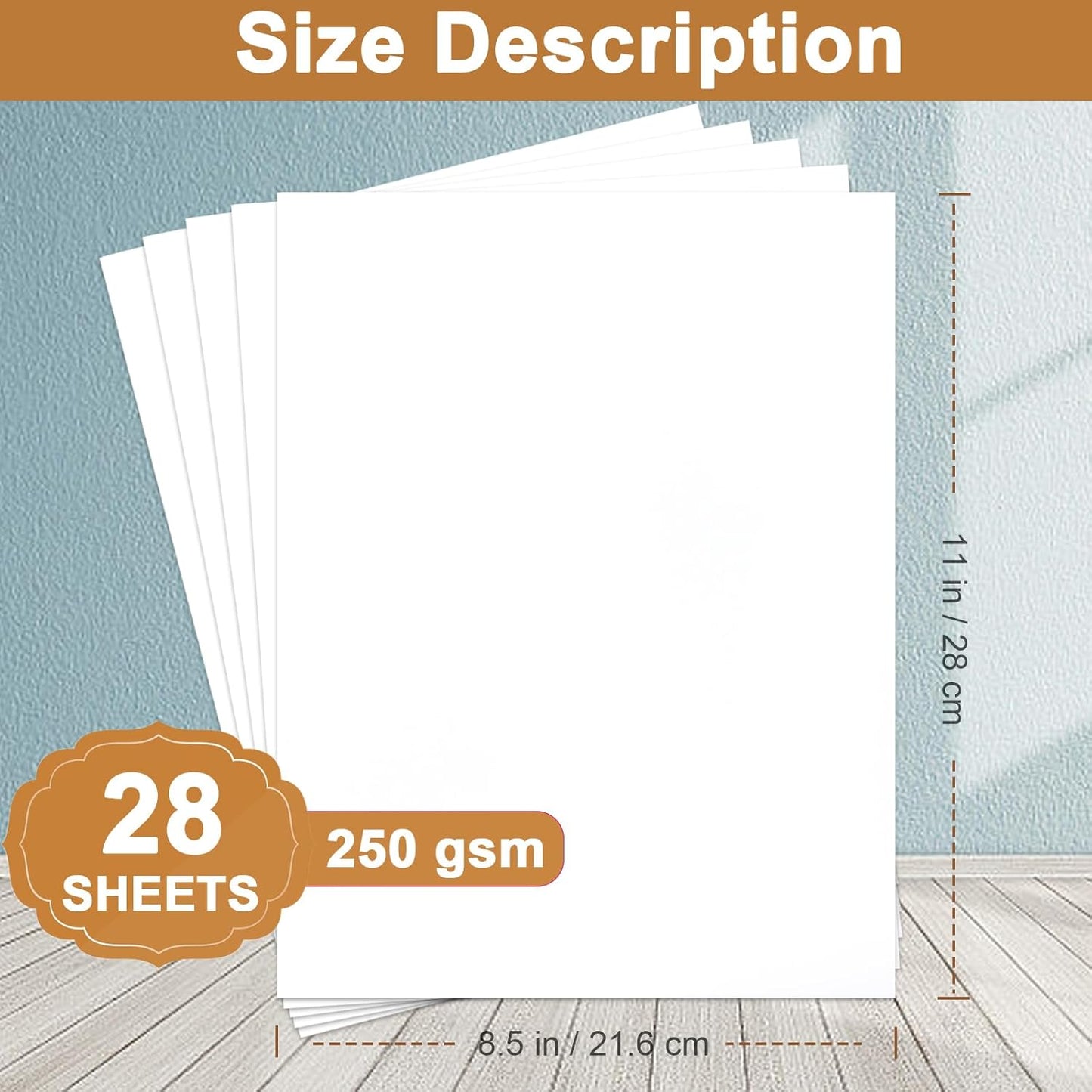 28 Sheets Bright White Cardstock 8.5 x 11 Certificate Paper, 92lb White Card Stock Printer Paper for DIY Cards, Wedding, Business Cards, Menus, Invitations
