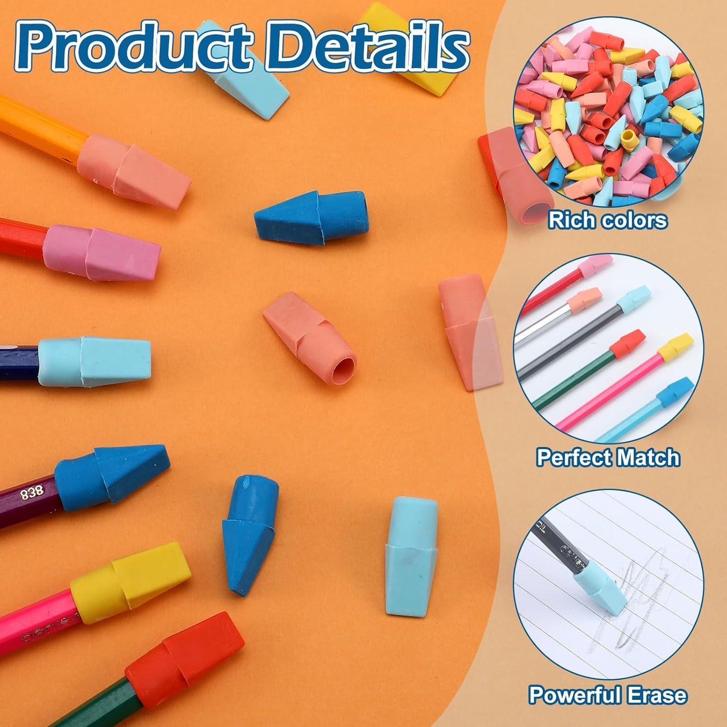 240 Pcs Pencil Top Erasers Cap Bulk Cute Pencil Toppers Erasers School Office Supplies for Students Teachers Art School Office Classroom Supplies(Bright Colors)