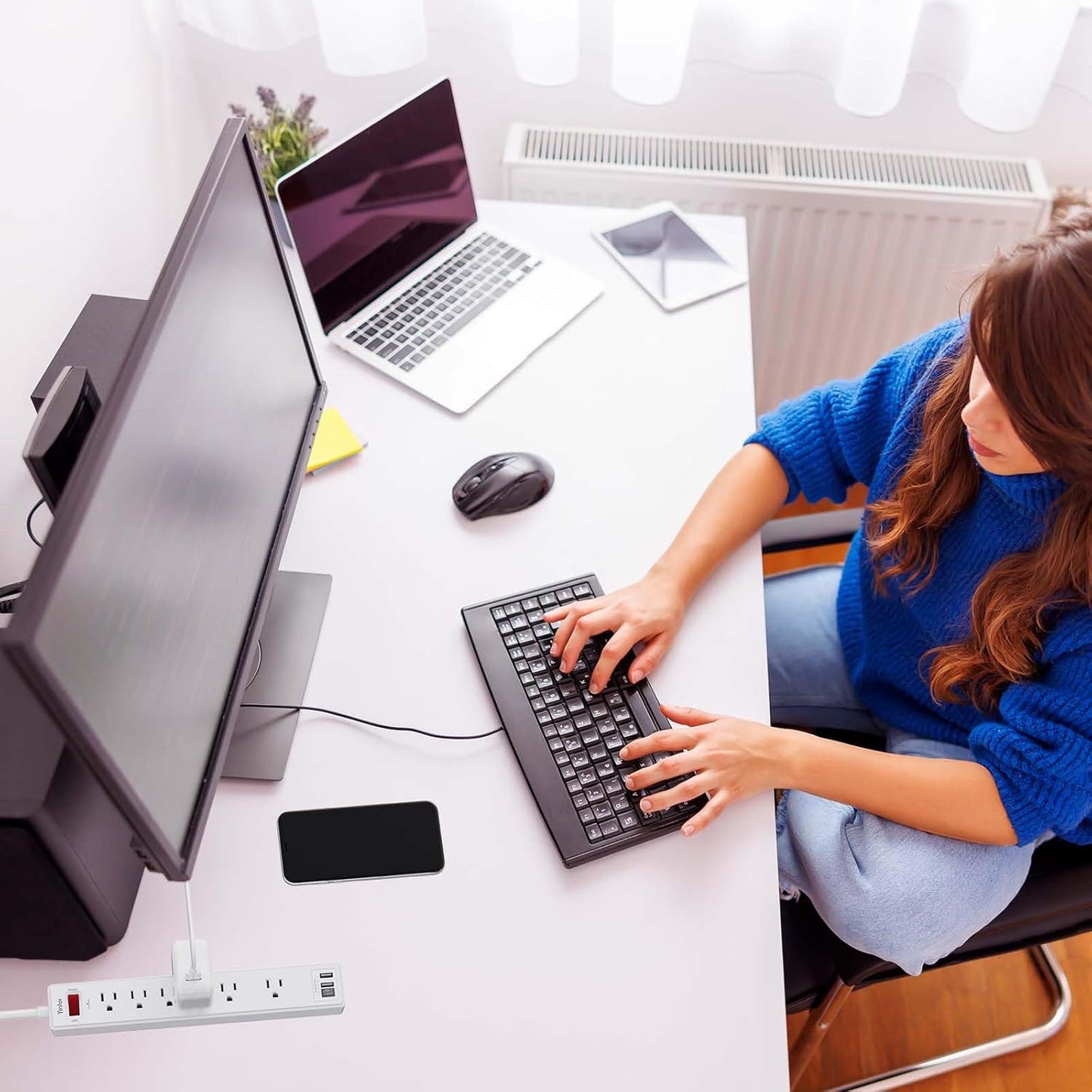 20Ft Power Strip Surge Protector - Yintar Extension Cord with 6 AC Outlets and 3 USB Ports for Home, Office, Dorm Essentials, 1680 Joules, ETL Listed, White