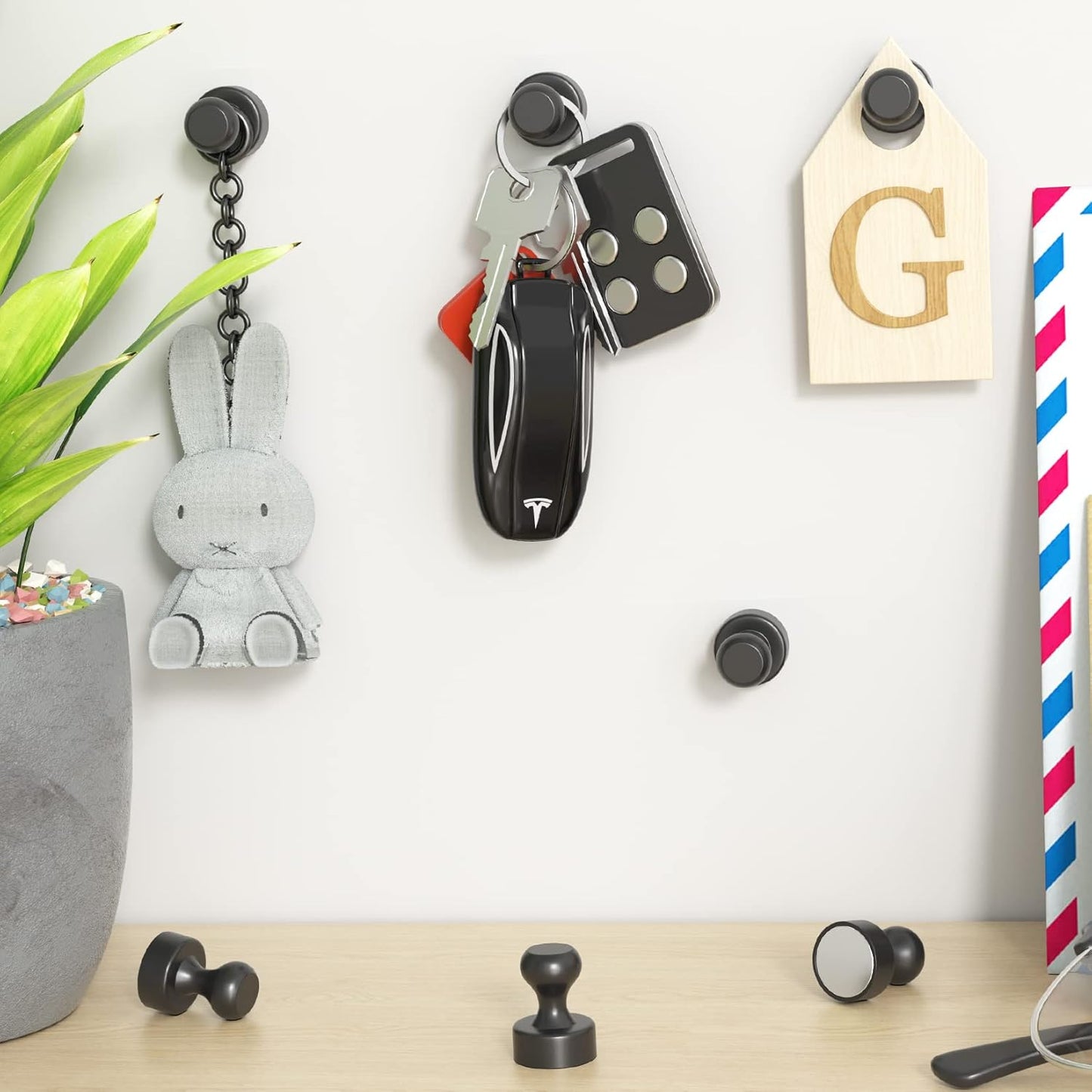 Grtard 48 Pack Black Magnetic Push Pins, Fridge Magnets for Whiteboard, Whiteboard Magnets Refrigerator Magnets, Small and Strong Push Pin Magnet for Office, School, Locker, and Map Magnet