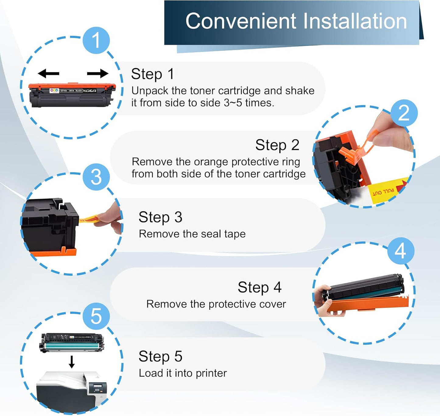 307A Black Toner Cartridge 2 Pack (with Chip) Compatible with 307A CE740A Toner Cartridges, Working with Color Professional CP5225 CP5225n CP5225dn Printers(2 Pack, Black)
