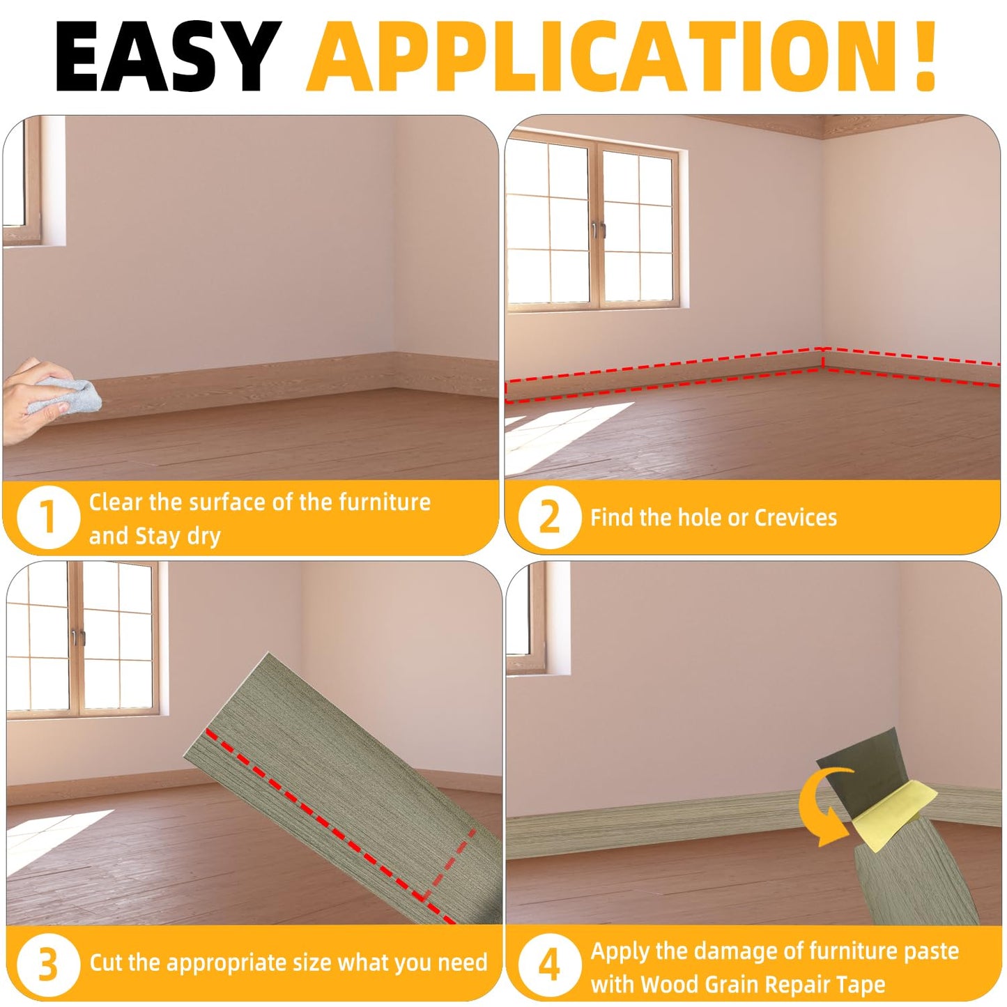 GSCIT Club Wood Grain Repair Tape, 2.3 inch X 25ft Self Adhesive Silver Walnut Grain Repair Patch for Tables, Chairs, Baseboards, Doors, Windows, Floors, Handicraft DIY.