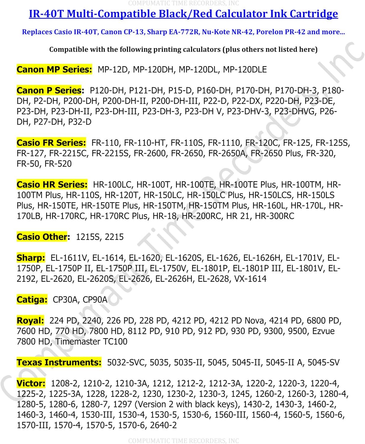 (2 Pack) Compatible/Replacement Canon P23-DH-V P23-DHV-3 P27-DH Calculator Ink Roller, Black/Red Ink Also Fits Casio HR-170RC HR-200RC HR-300RC Sharp EL-1750V EL-1801V Catiga CP30A CP90A and More