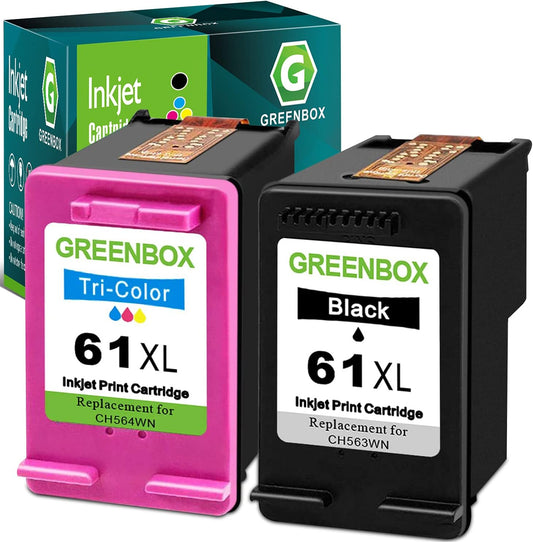 GREENBOX Compatible 61XL Ink Cartridge Replacement for HP Envy 4500 5530 4502 Officejet 4630 4635 DeskJet 1000 1010 1512, Black, Tri-color, 2-Pack