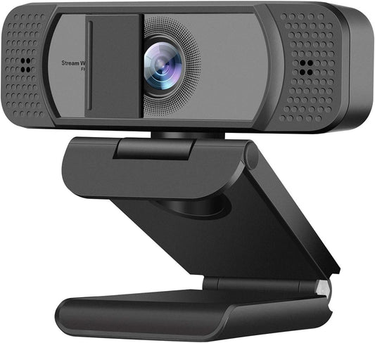1080P Webcam with Microphone for PC Streaming, Web Camera for Desktop with Privacy Cover, 100° Wide Angle, Auto Light Correction, USB Plug&Play Web Cam for OBS/Gaming/Zoom/Skype/FaceTime/Teams/Twitch