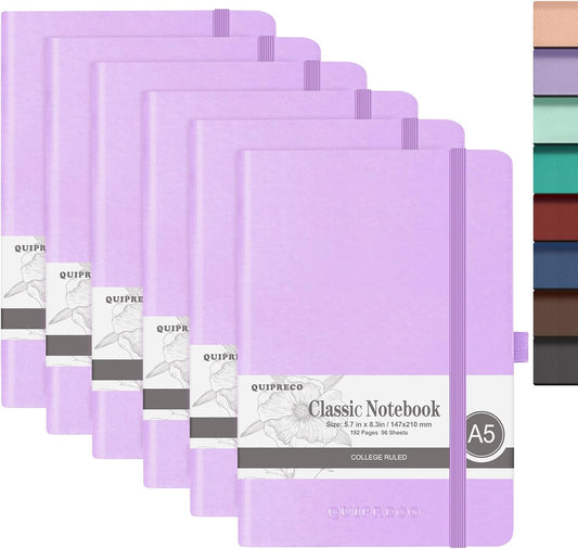 Hardcover Lined Bullet Dotted Journal Notebook, A5 140 192 Pages 100 120Gsm Paper College ruled for School,Work,Travel,and Daily Planning，5.7''*8.3'' (6, Lavender, A5 Lined)