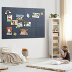 Large Cork Bulletin Board - 48" x 36" Cork Board for Walls - 12 Pack Felt Wall Tiles with Safe Removable Adhesive Tabs - Bulletinboard for Office Classroom Home Decor - Drak Grey